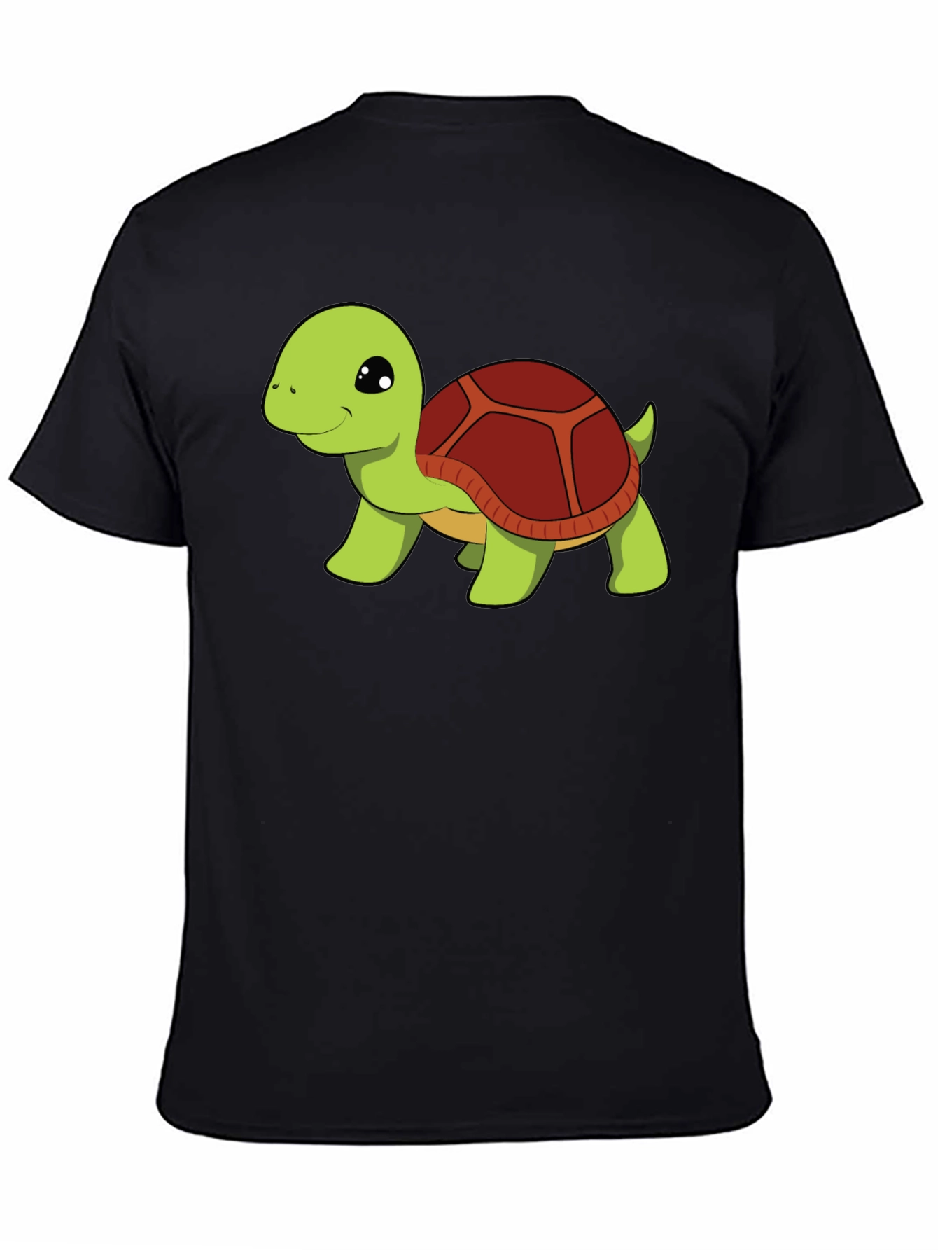Black Cute Turtle Graphic Tee - Black Cotton T-Shirt view 4