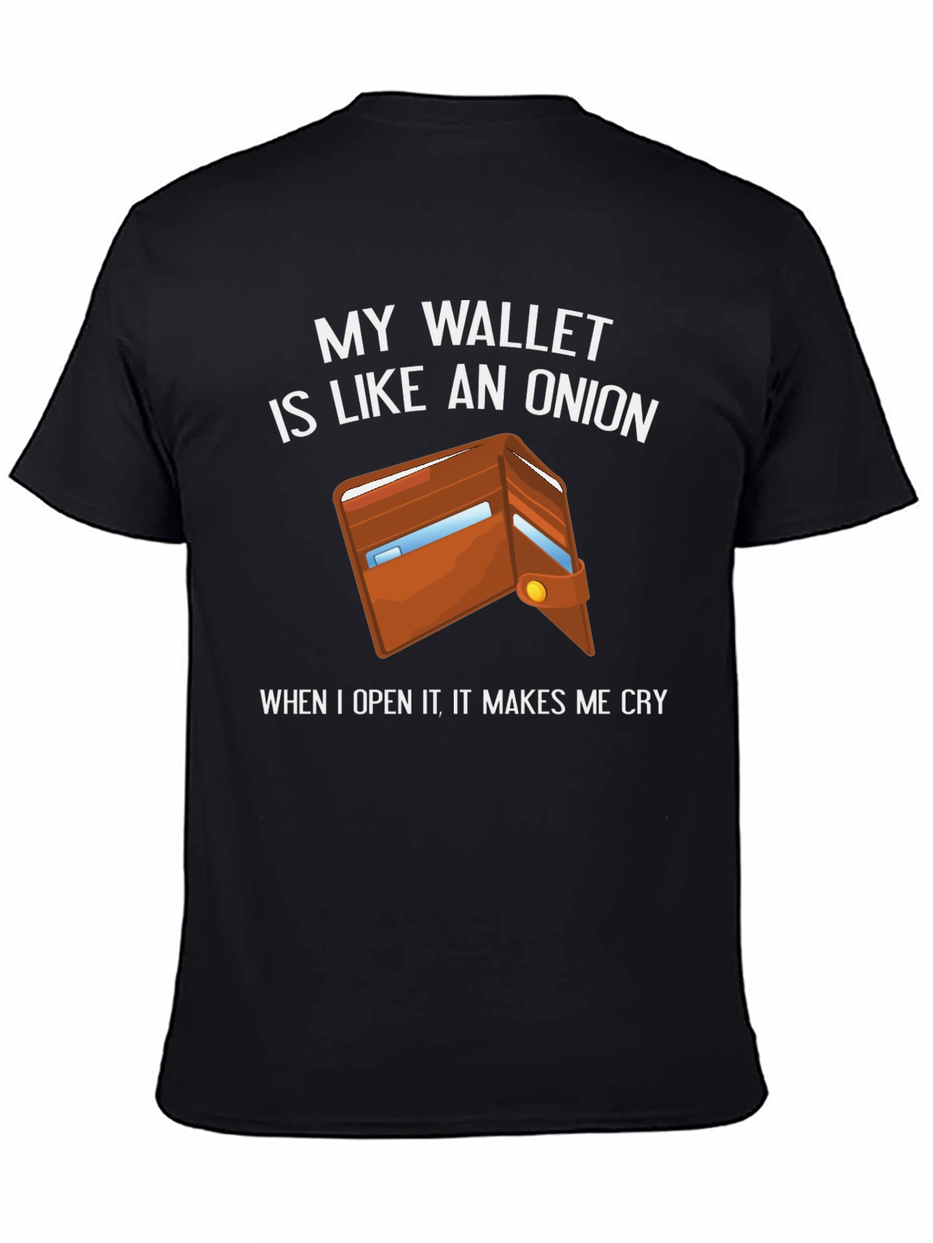 Black Funny Wallet Onion Graphic T-Shirt view 4