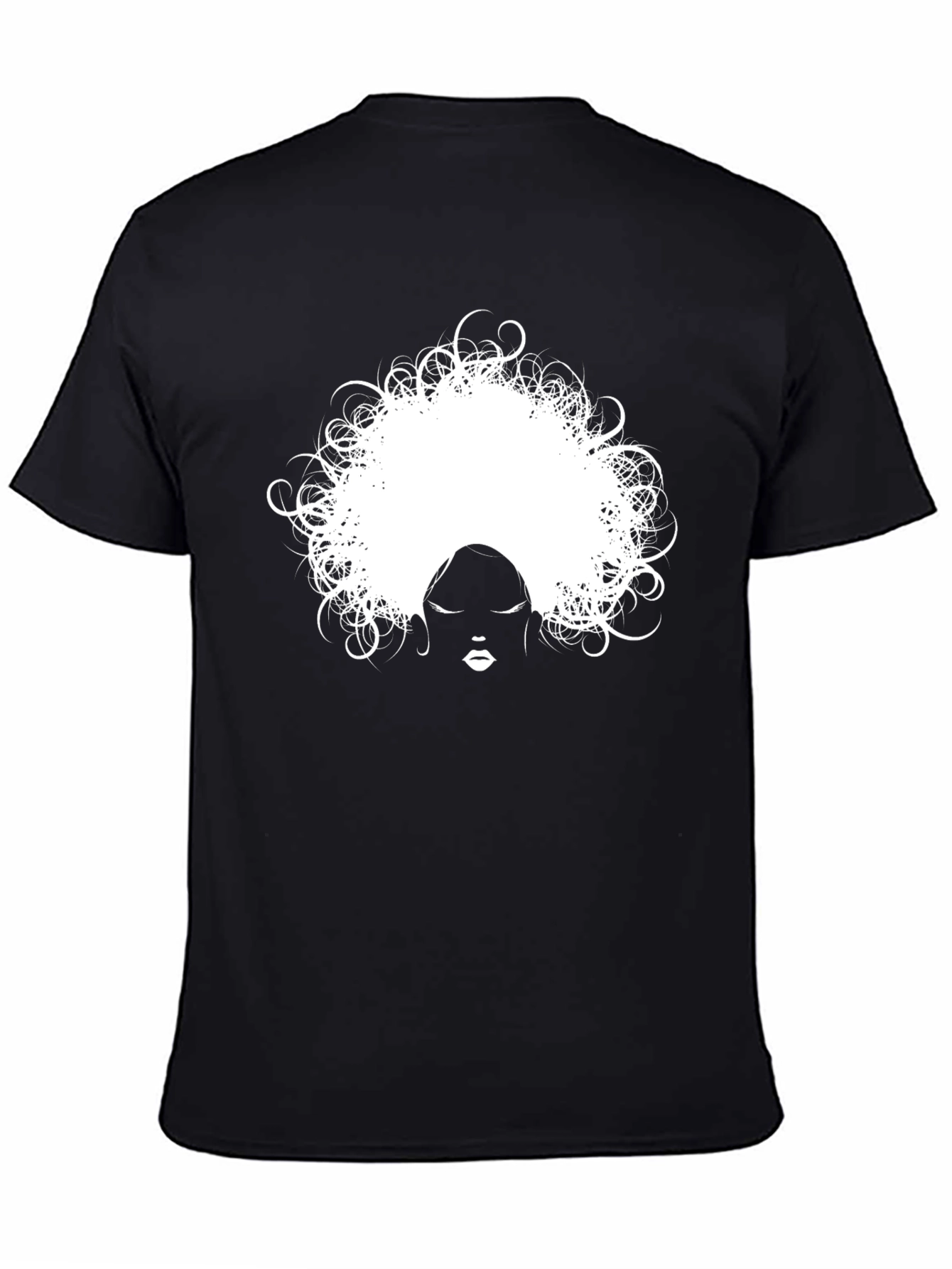 Black Afro Woman Graphic Tee - Stylish Black Cotton T-Shirt view 4