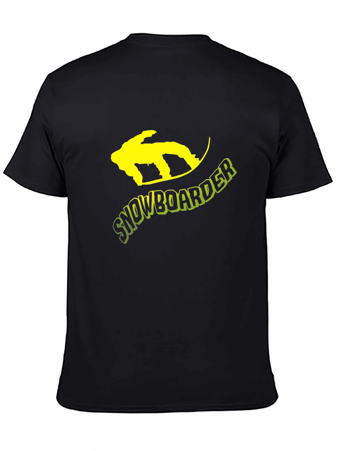 Black Snowboarder Graphic Tee - Black Cotton T-Shirt view 4