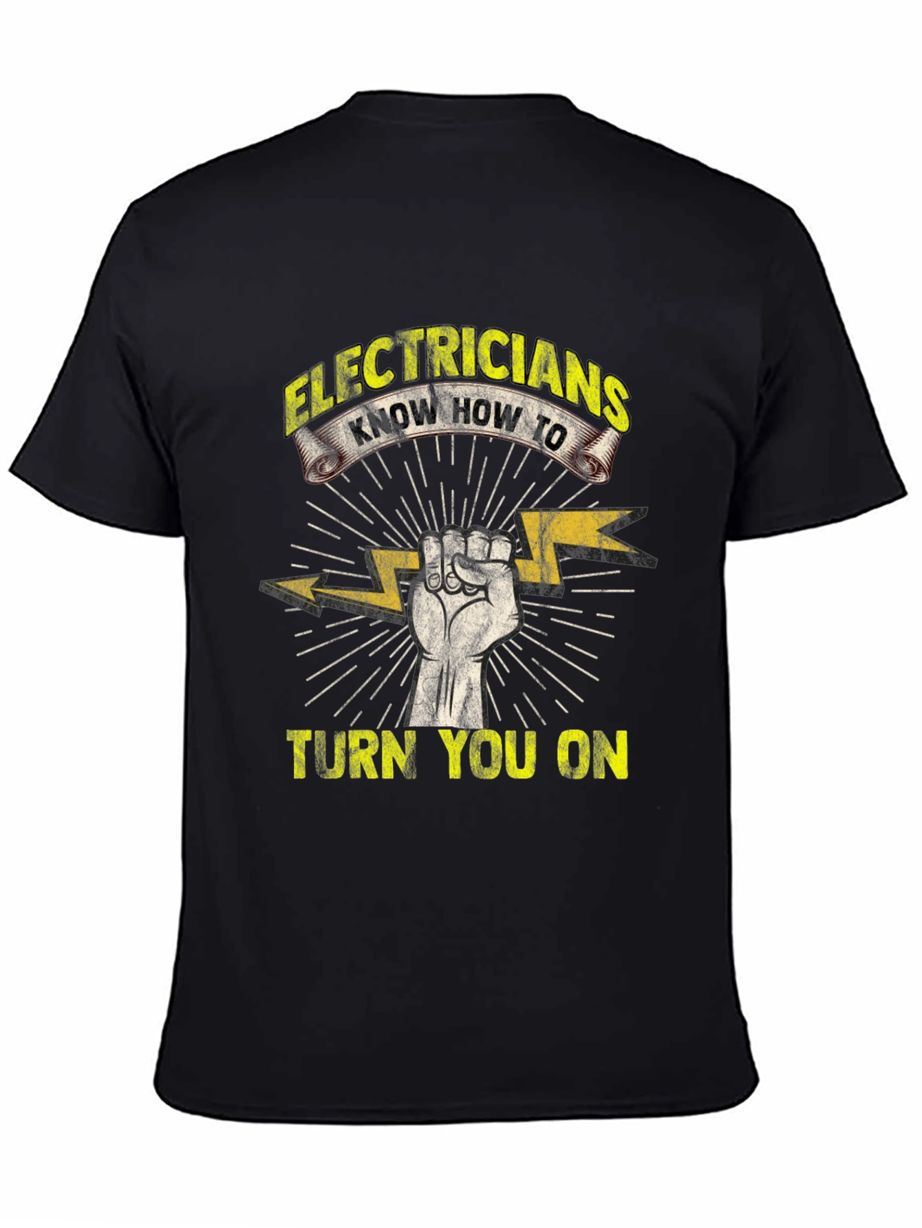 Black Electricians Turn You On T-Shirt Funny Electrician Gift view 4