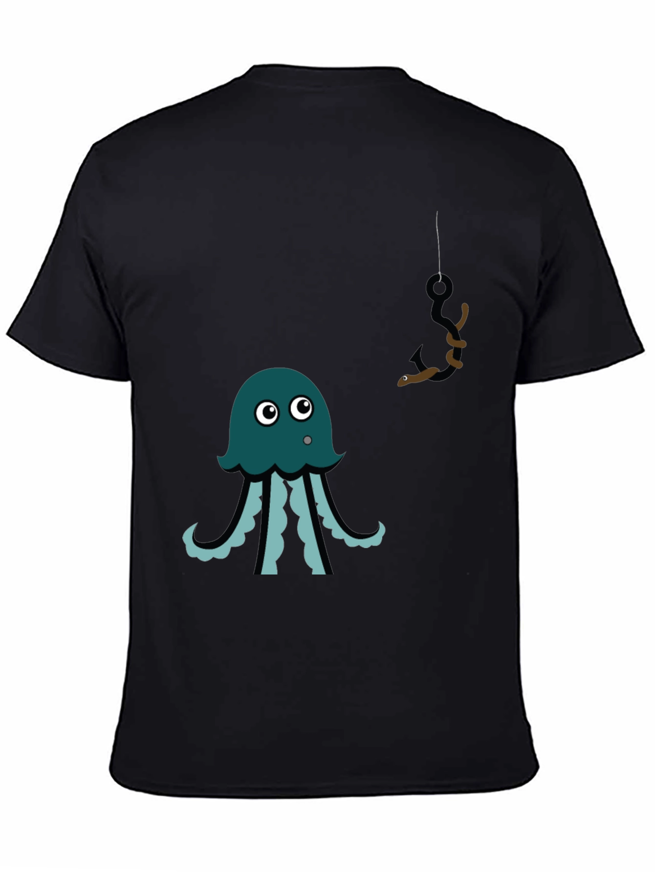 Black Octopus Fishing Graphic Tee - Men's Black T-Shirt view 4