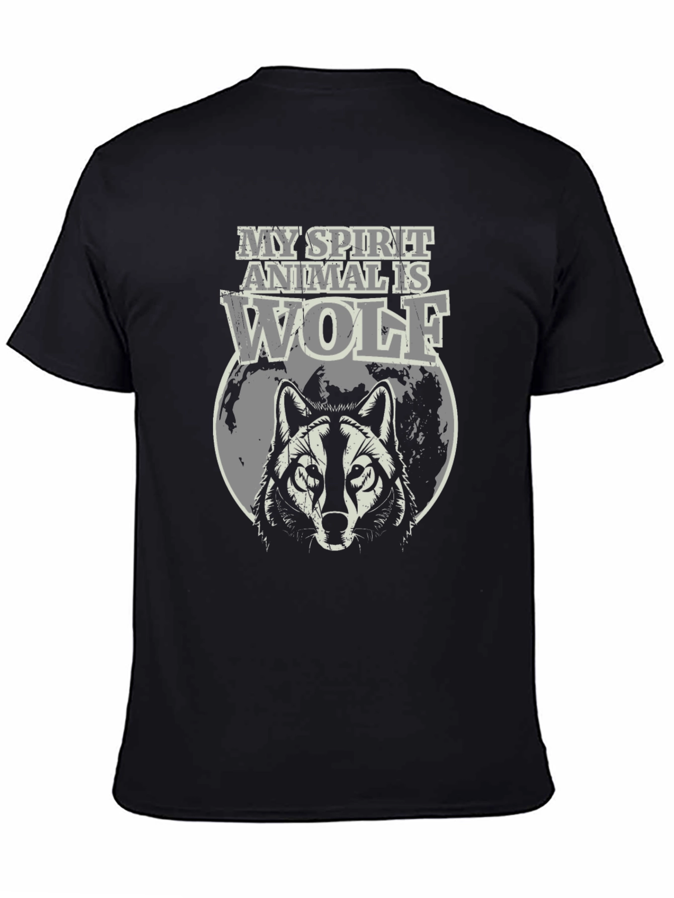 Black Wolf Spirit Animal Graphic T-Shirt view 4
