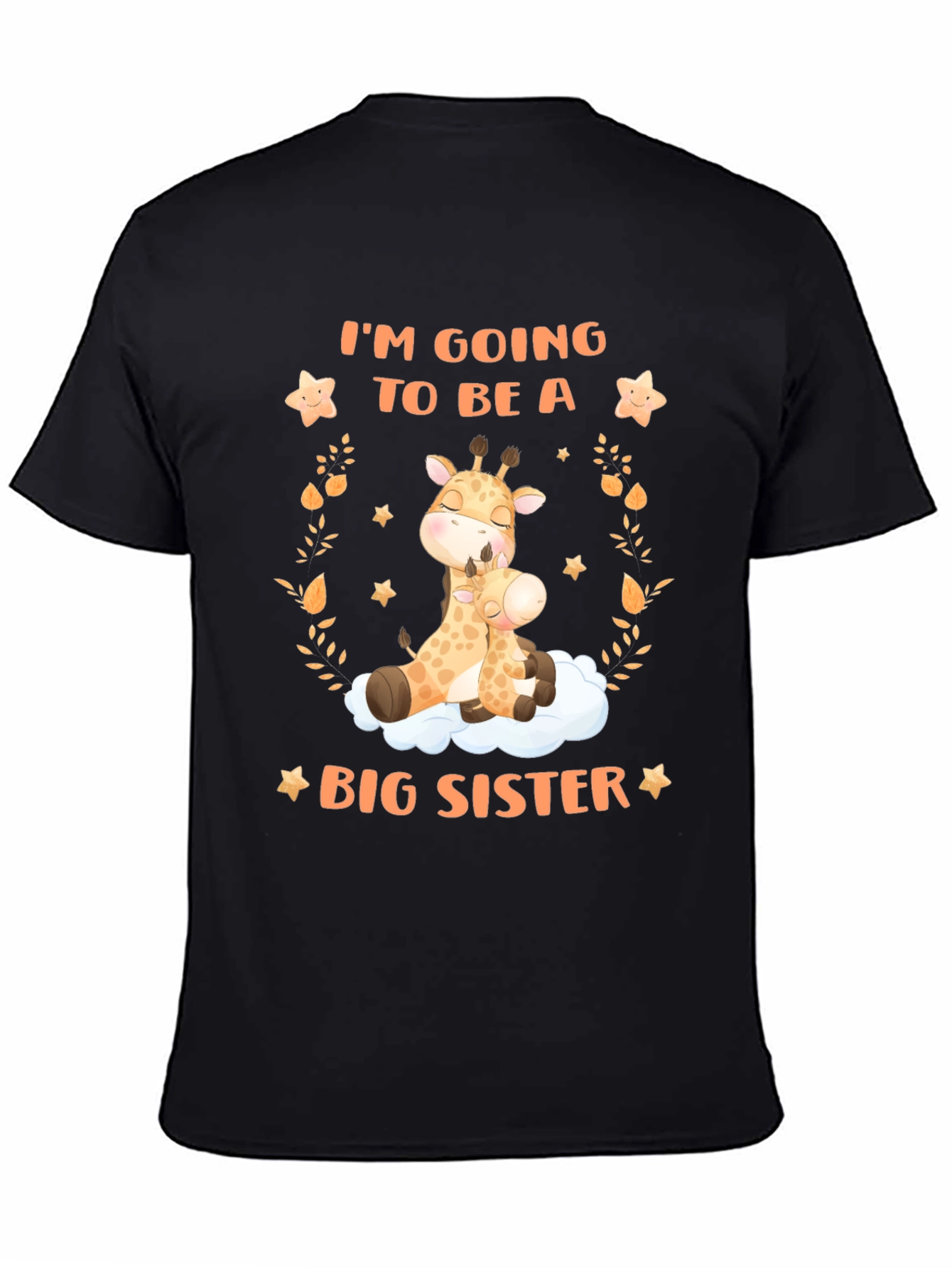 Black Big Sister Giraffe Graphic Tee - Baby Announcement view 4