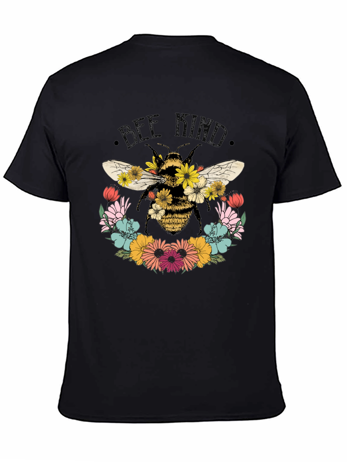 Black Bee Kind Floral T-Shirt - Black view 4