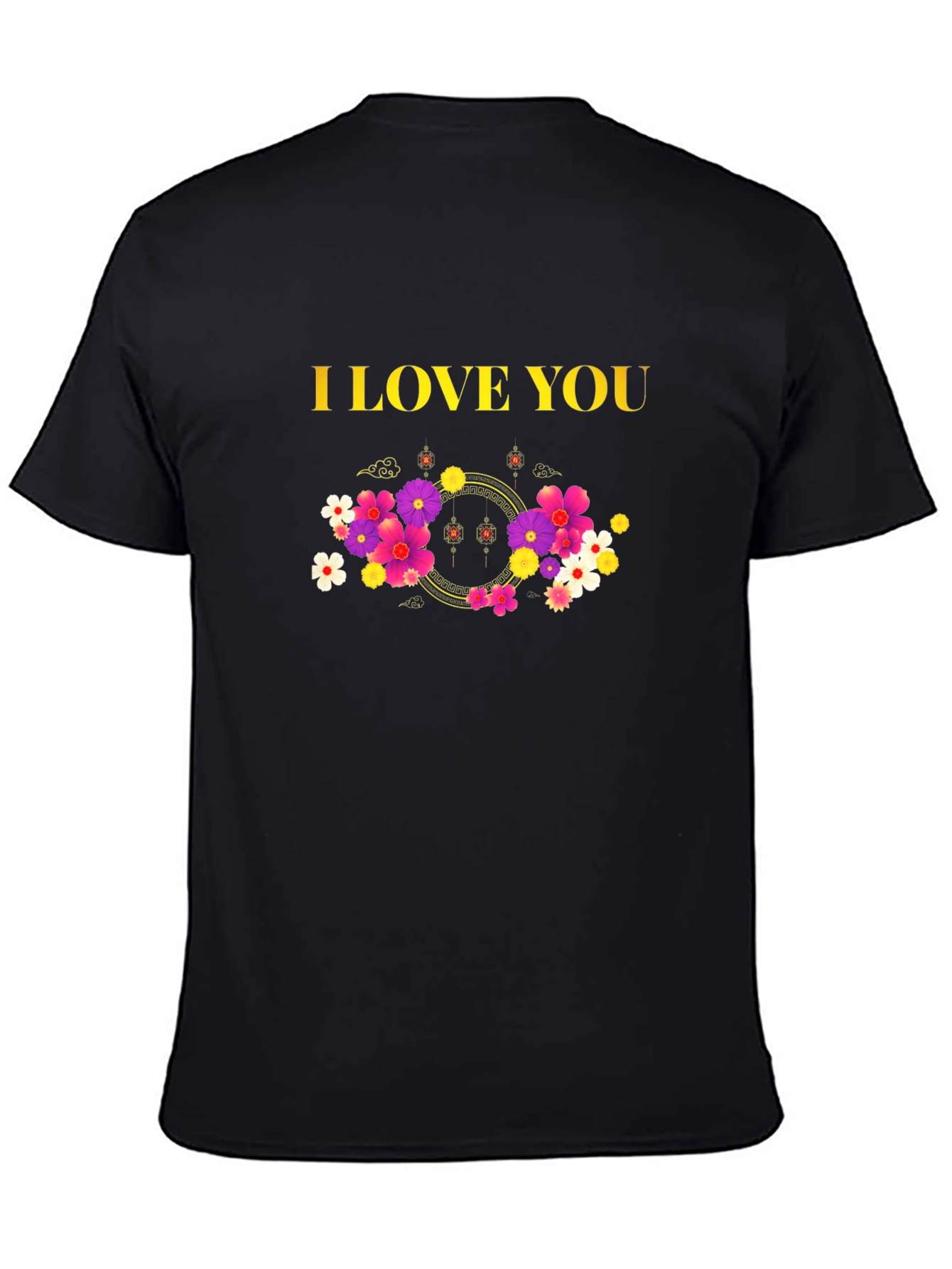 Black I Love You Floral Graphic Tee - Black view 4
