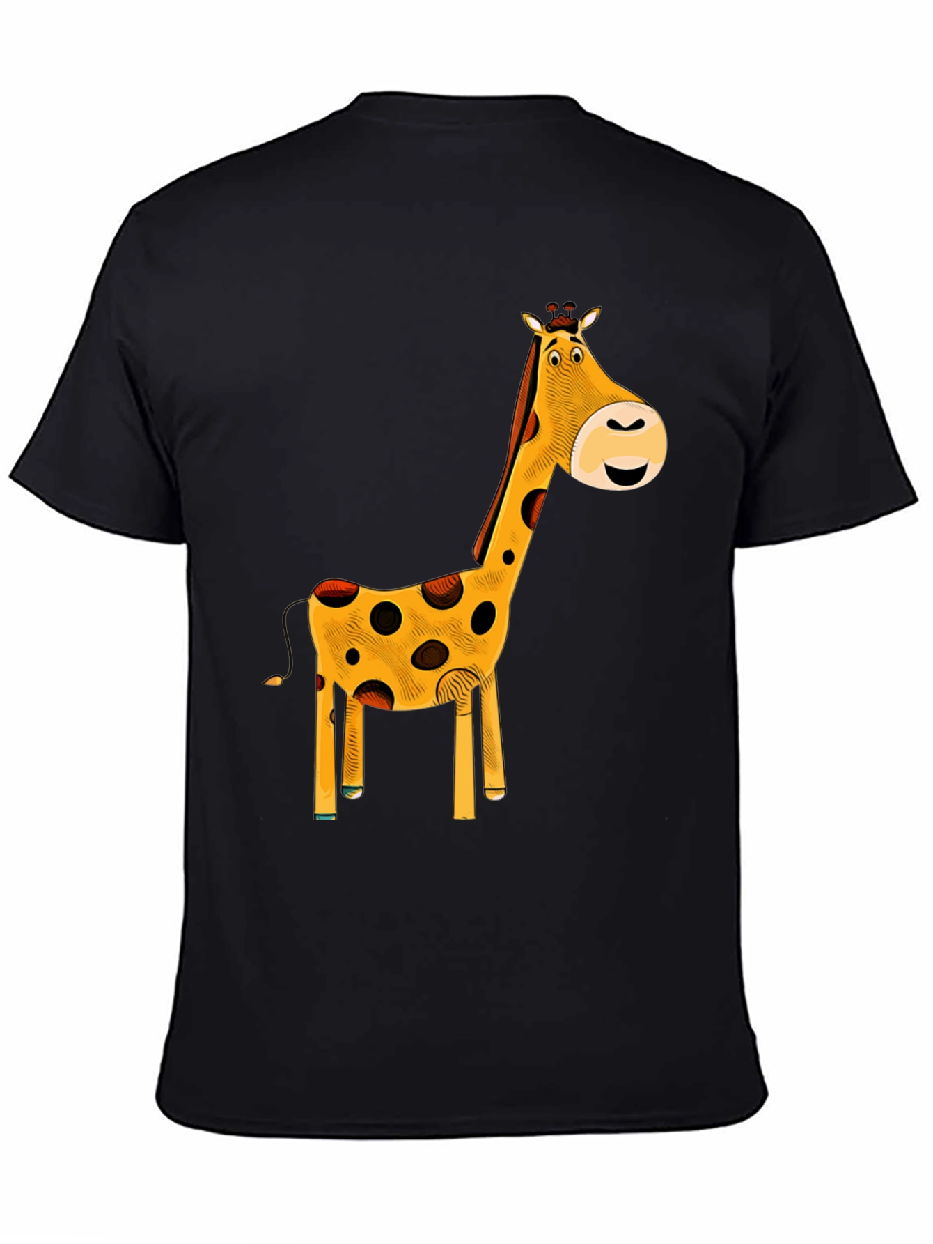 Black Giraffe Graphic T-Shirt - Black Cotton Tee view 4