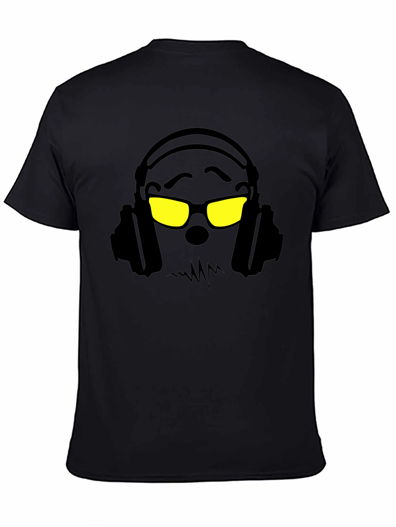 Black Skull with Headphones Graphic Tee view 4