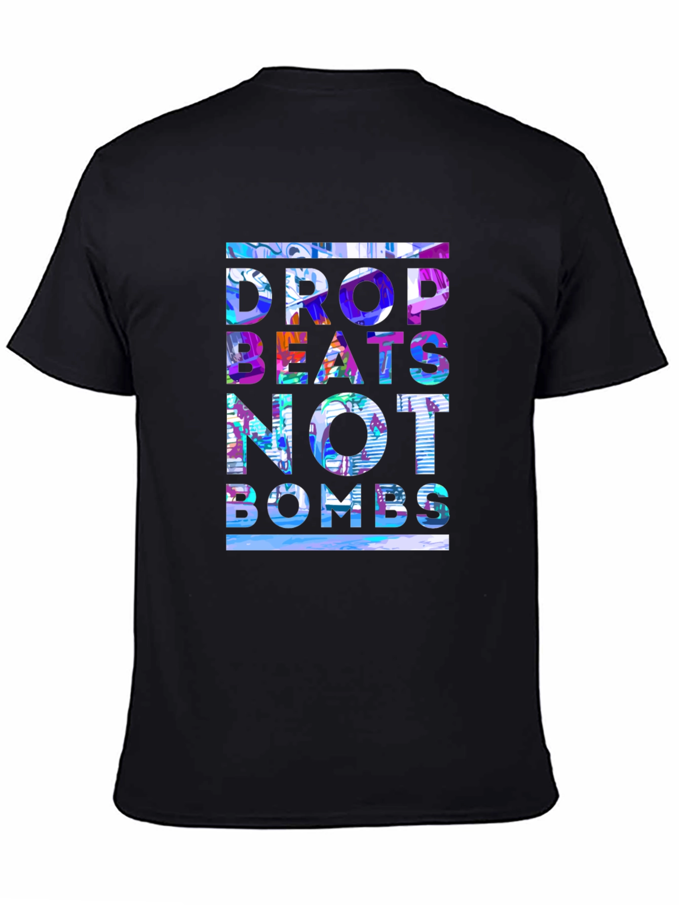 Black Drop Beats Not Bombs Graphic Tee view 4