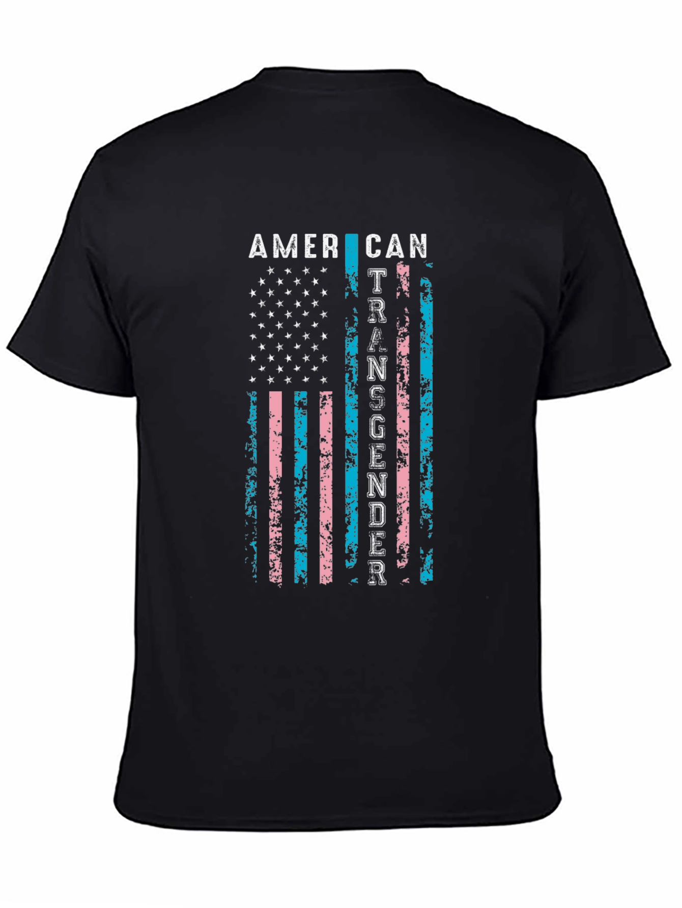 Black American Transgender Flag Black T-Shirt view 4