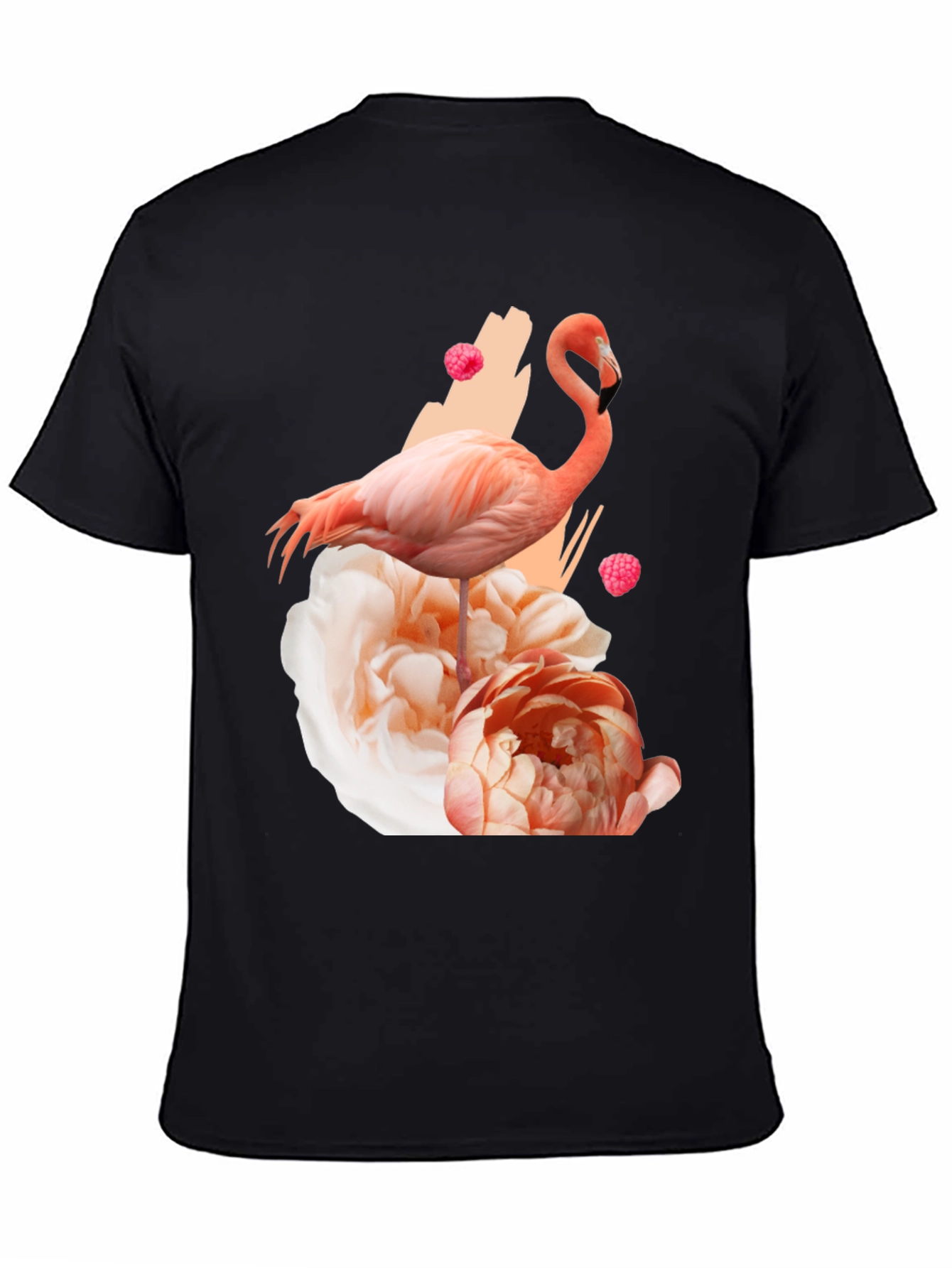 Black Flamingo Floral Graphic Black T-Shirt view 4