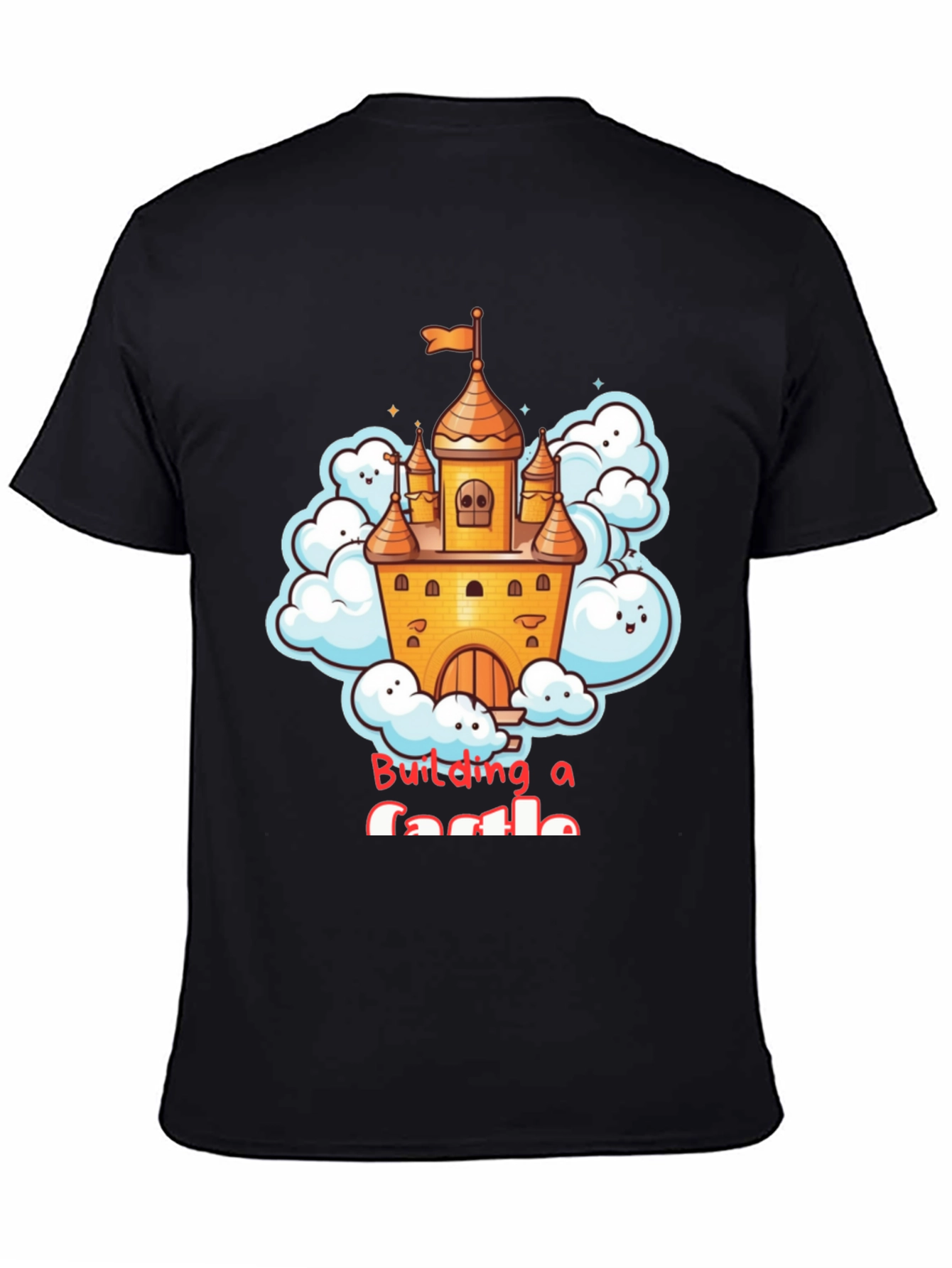 Black Building a Castle T-Shirt - Fun Cartoon Design view 4