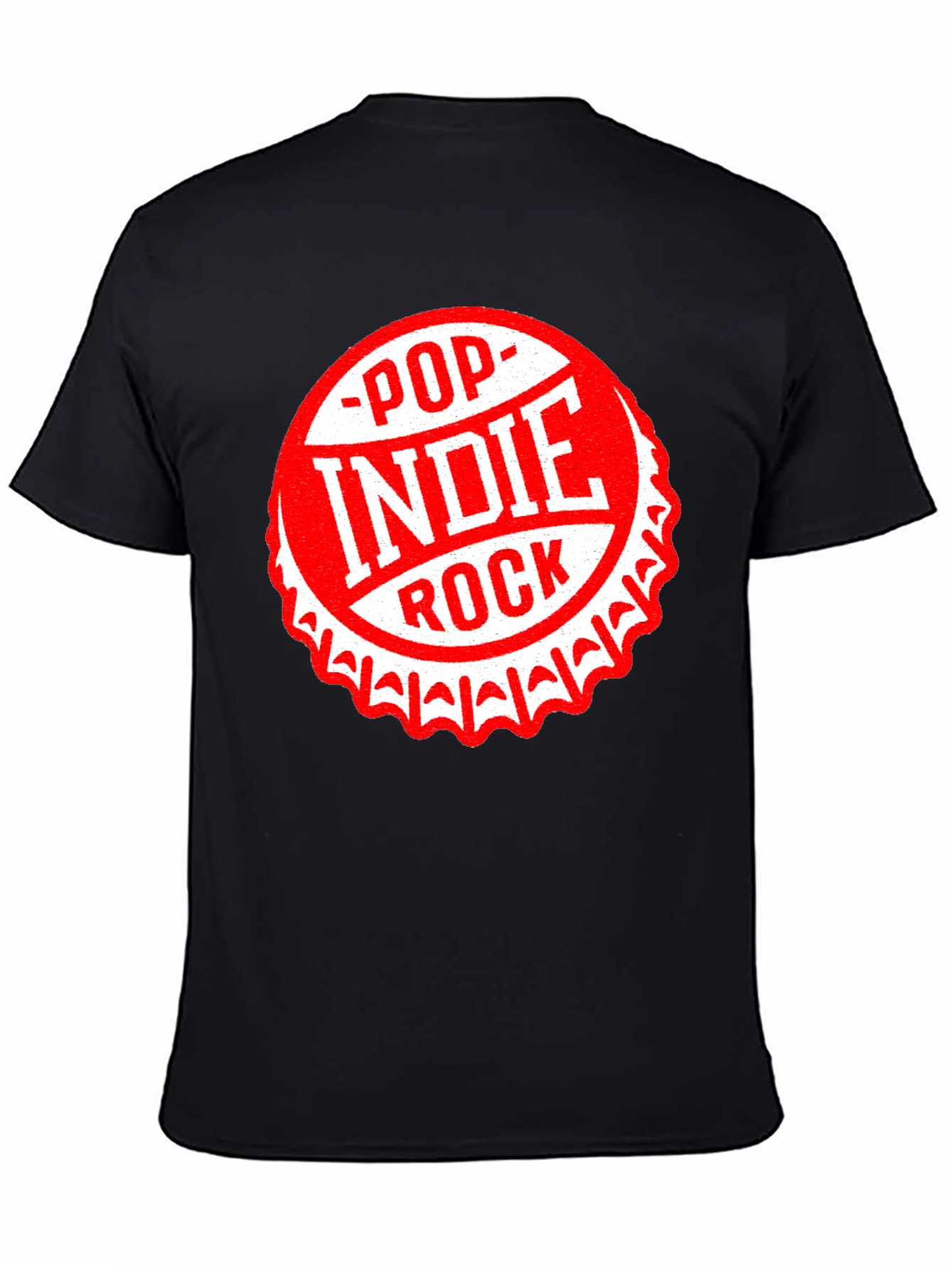 Black Pop Indie Rock Graphic Tee - Black Cotton T-Shirt view 4