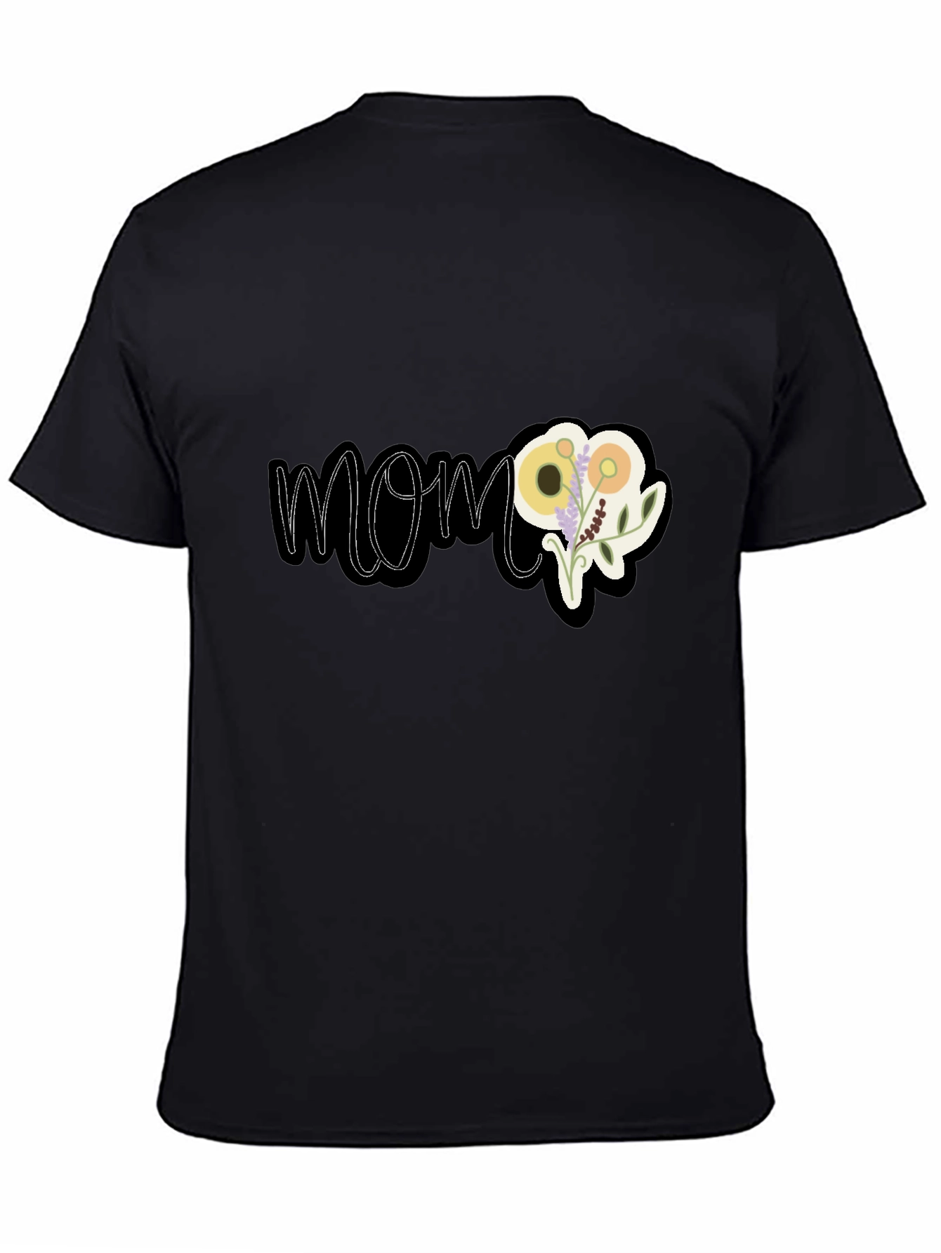 Black Floral MOM Graphic Black T-Shirt view 4