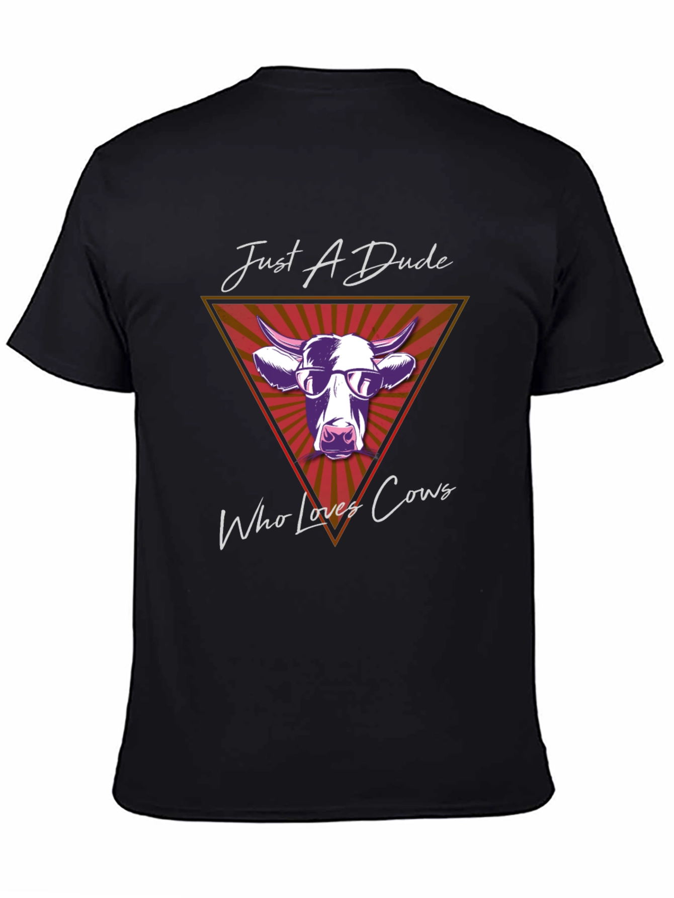 Black Just A Dude Who Loves Cows Graphic T-Shirt view 4