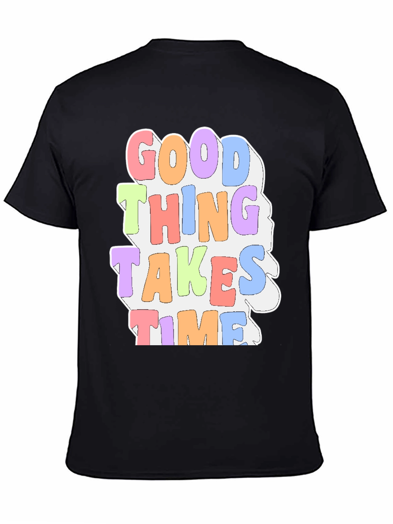 Black Good Things Take Time Graphic Tee view 4
