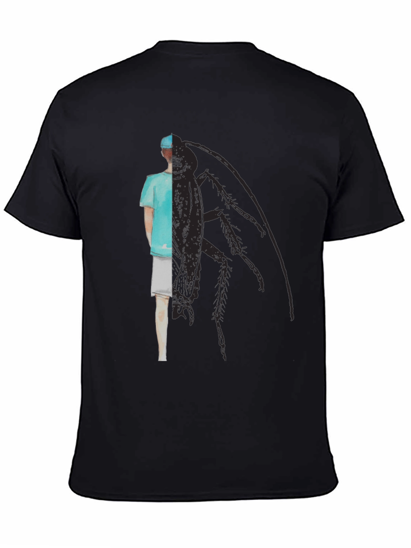 Black Surreal Surgeon Cockroach Graphic Tee - Black Cotton view 4