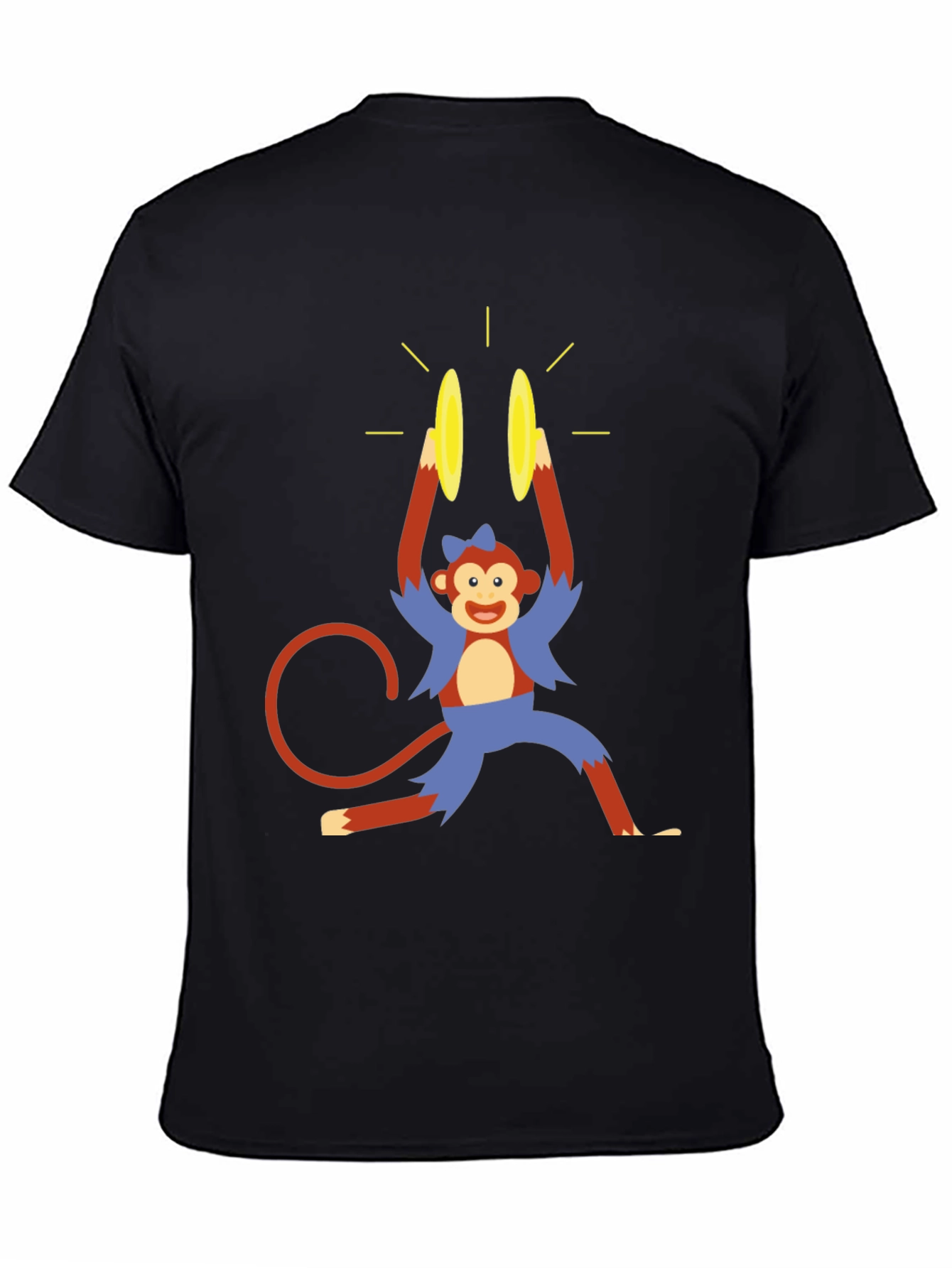 Black Monkey Cymbal T-Shirt - Funny Cartoon Design view 4