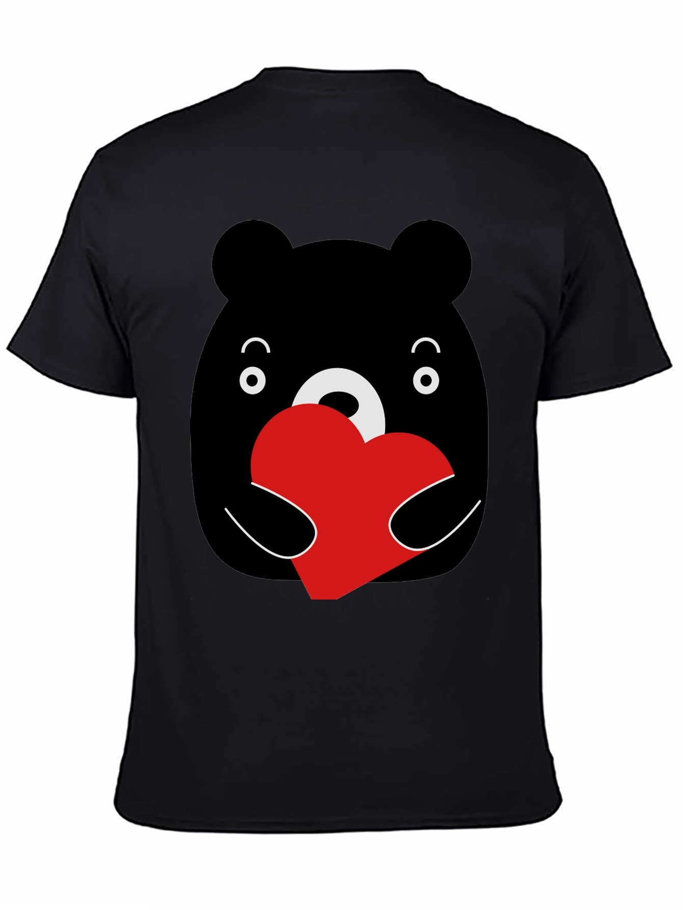Black Bear Hug Heart Graphic Black T-Shirt view 4