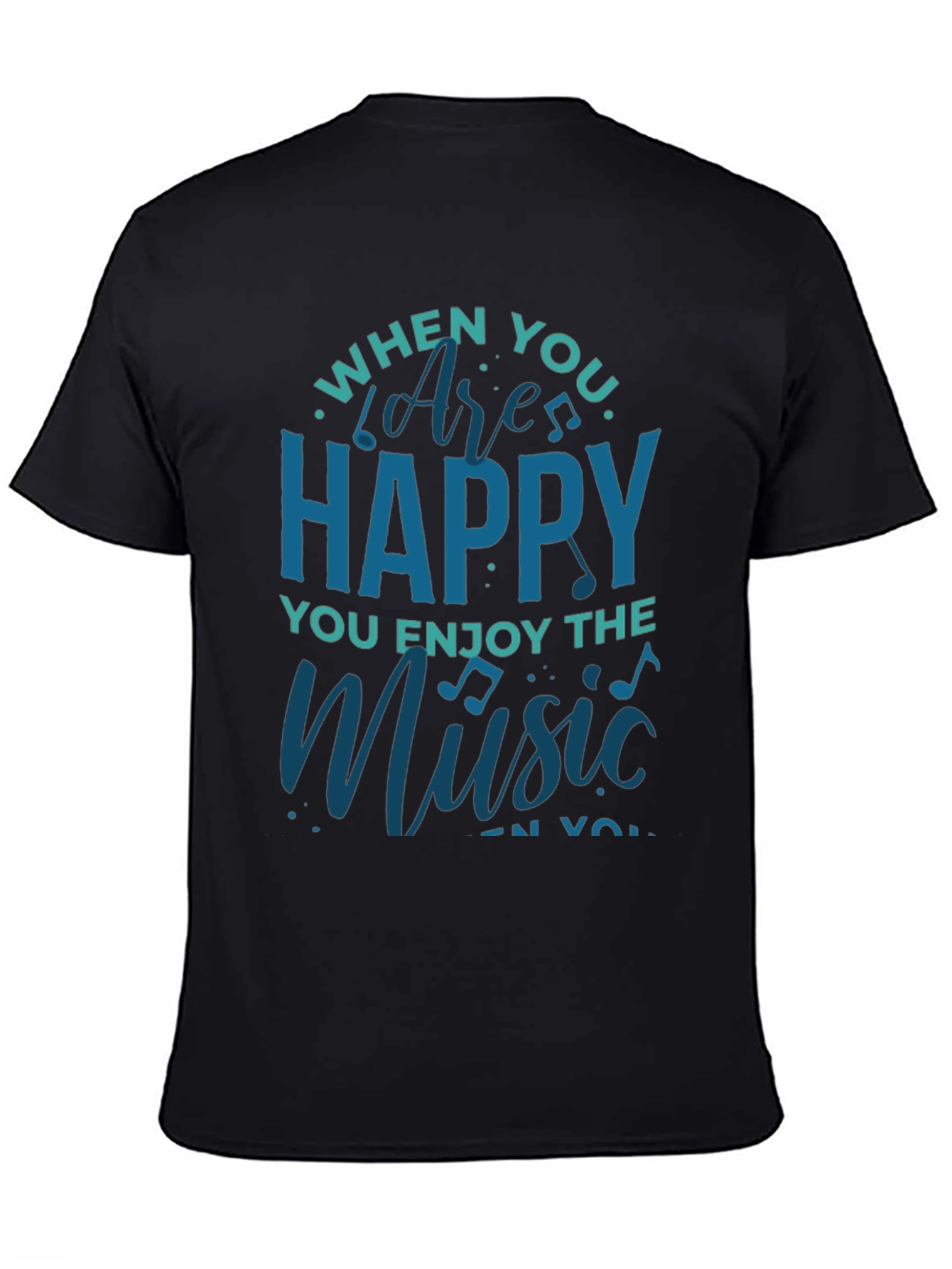 Black Happy Music T-Shirt - Black Graphic Tee view 4