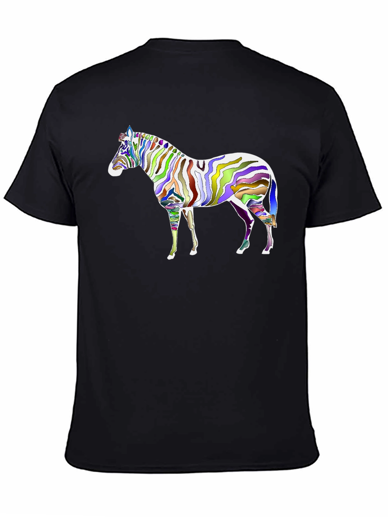 Black Colorful Zebra Graphic Black T-Shirt view 4