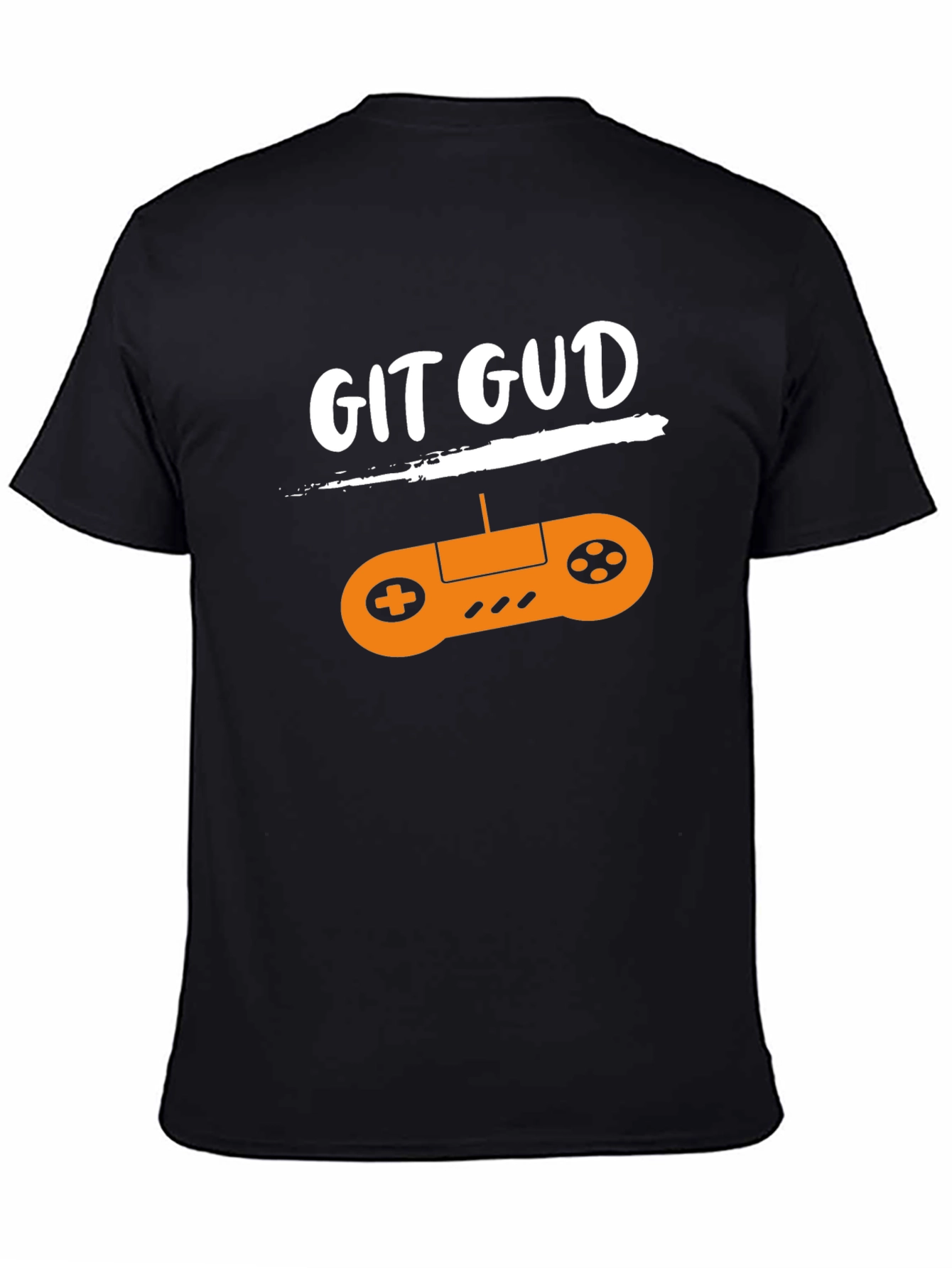 Black Git Gud Gamer T-Shirt - Black Cotton Tee with Controller Design view 4