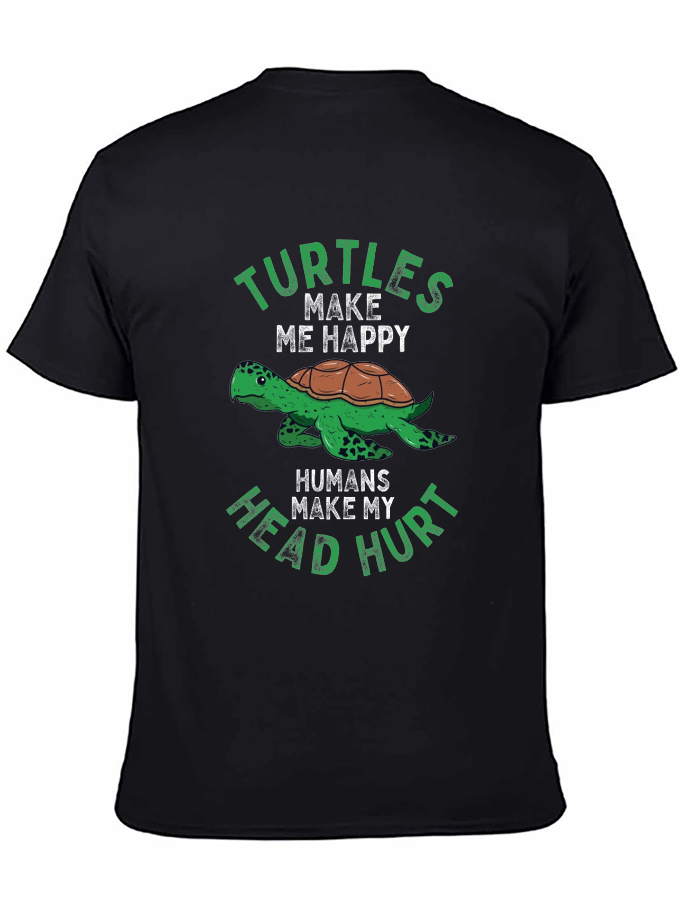 Black Funny Turtle T-Shirt - Turtles Make Me Happy Tee view 4