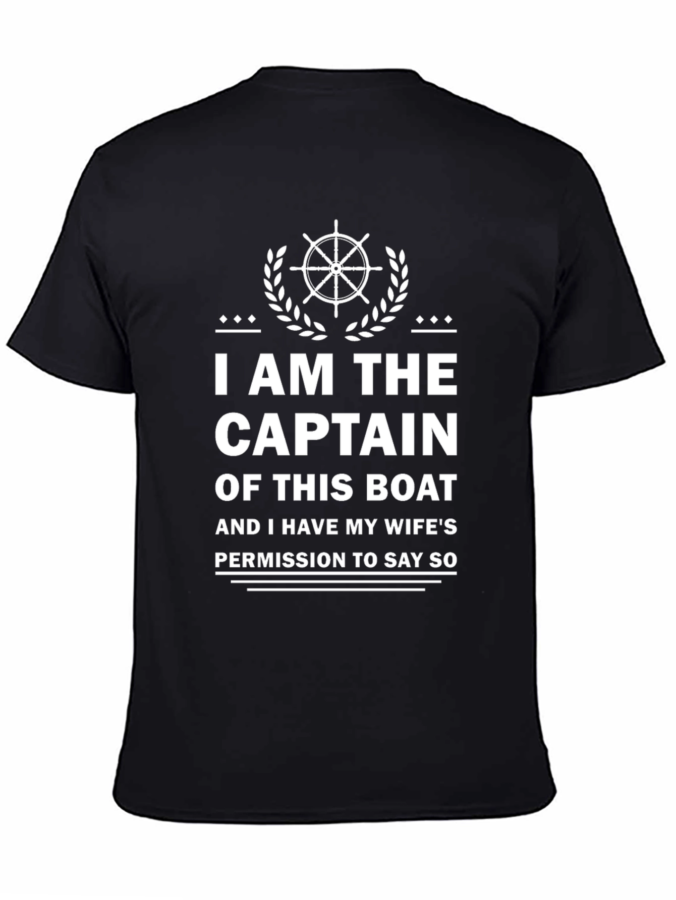 Black Captain of This Boat Funny Graphic Tee view 4