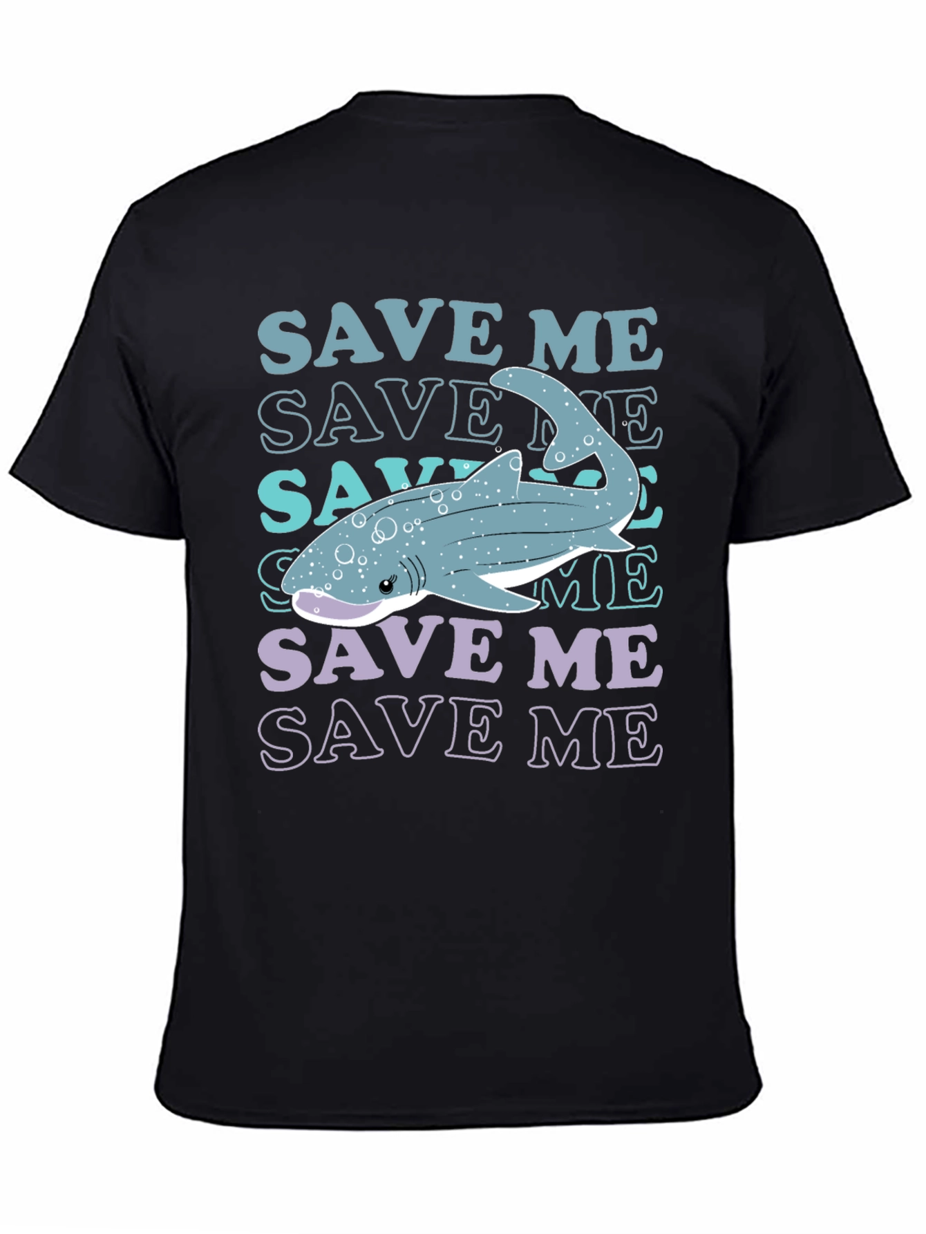 Black Save Me Whale Shark Graphic T-Shirt view 4