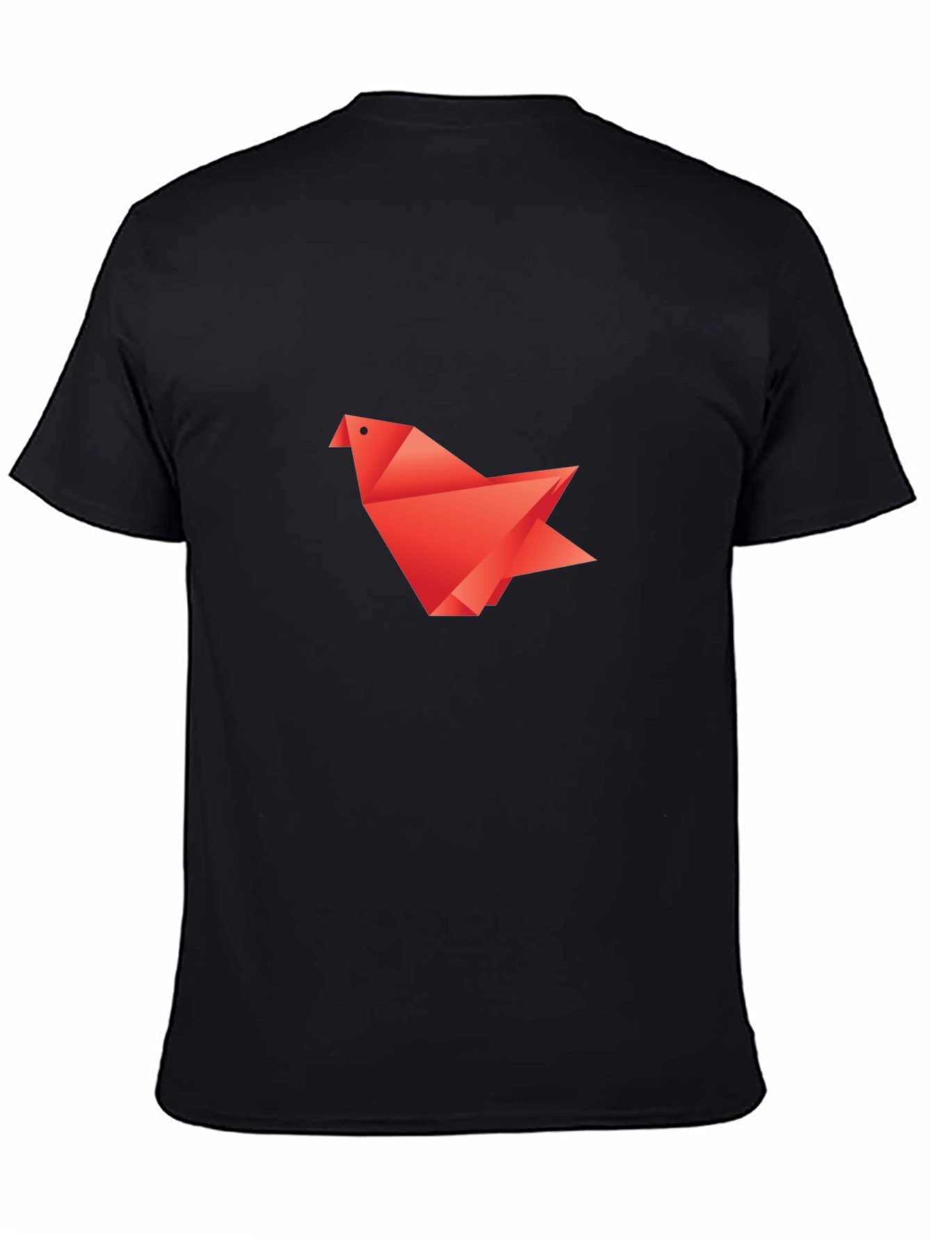 Black Origami Bird Black T-Shirt view 4