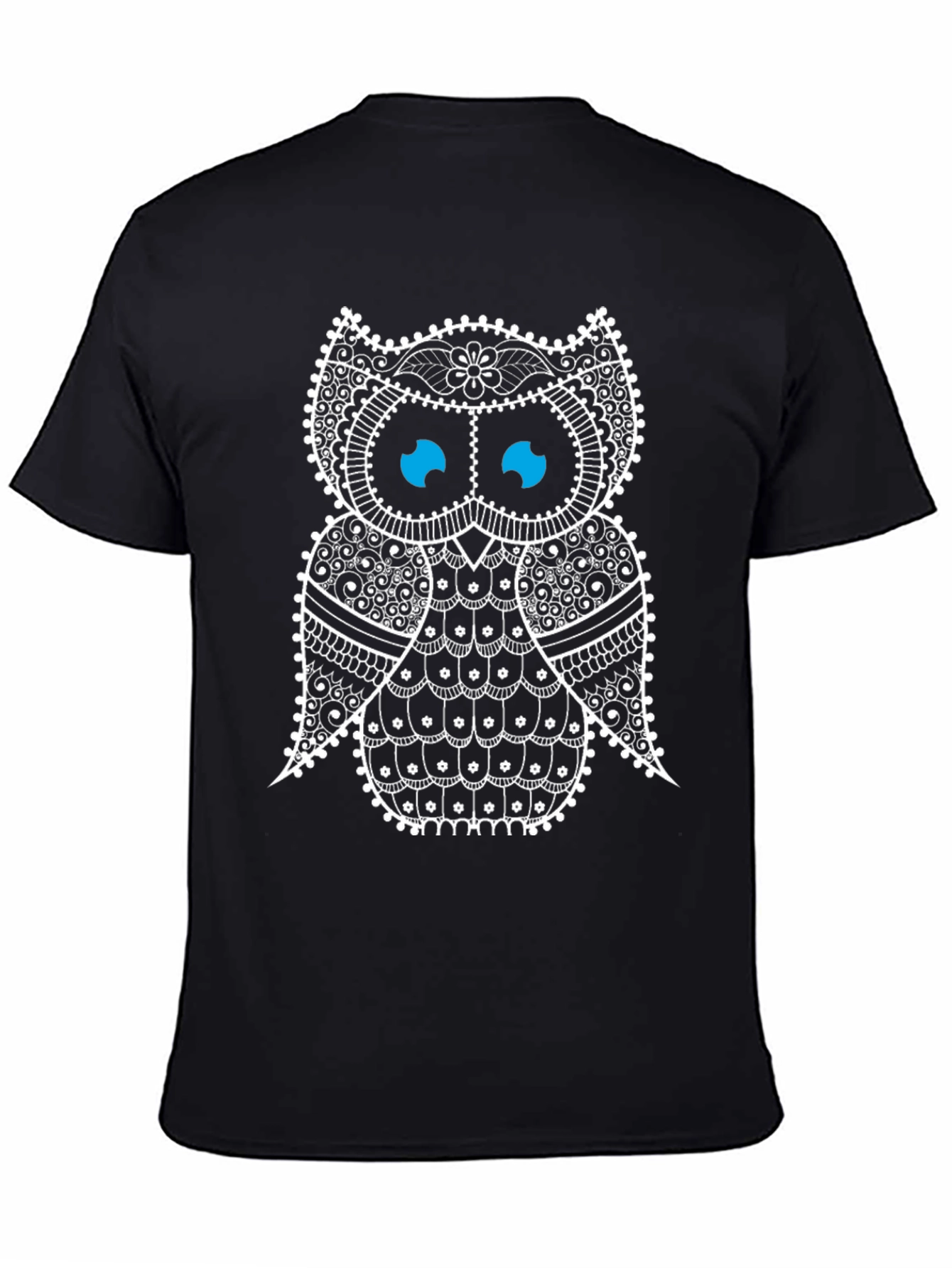 Black Owl Graphic Print Tee - Stylish Men's Black T-Shirt view 4