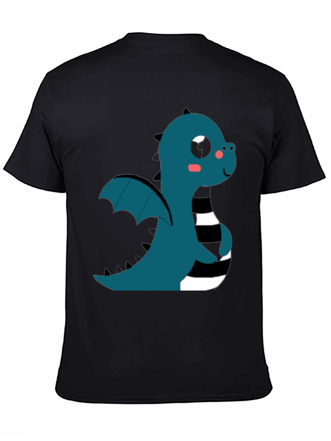 Black Cute Cartoon Dragon T-Shirt view 4