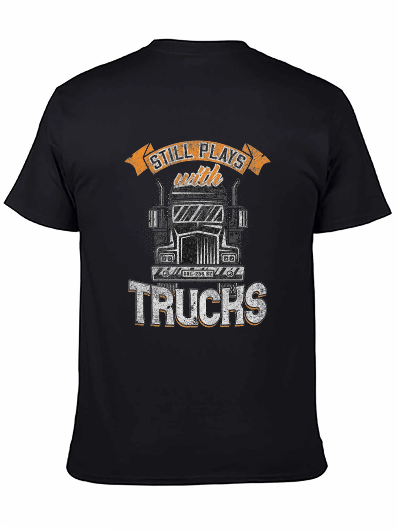 Black Still Plays With Trucks T-Shirt view 4