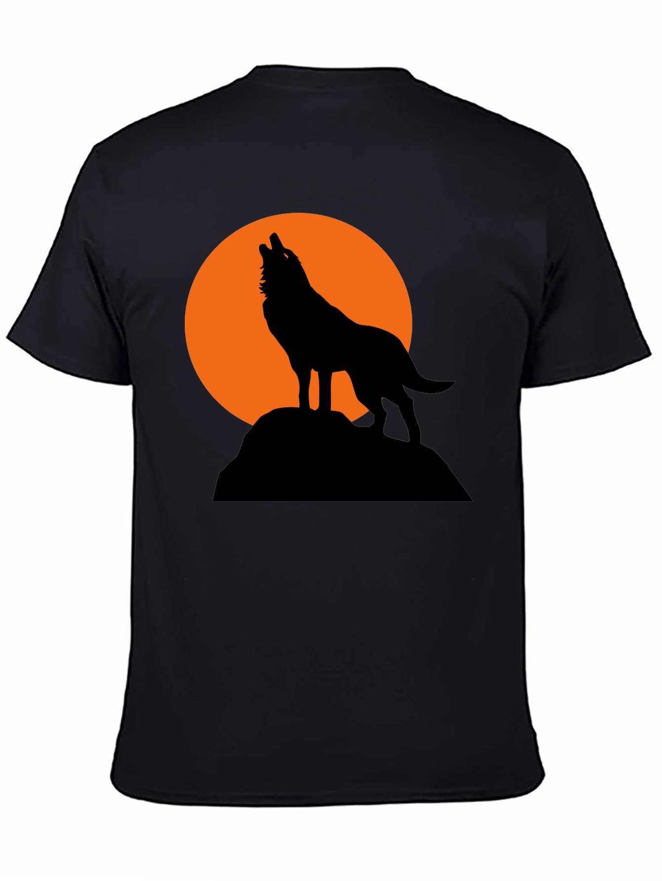 Black Wolf Howling at Moon Graphic T-Shirt view 4