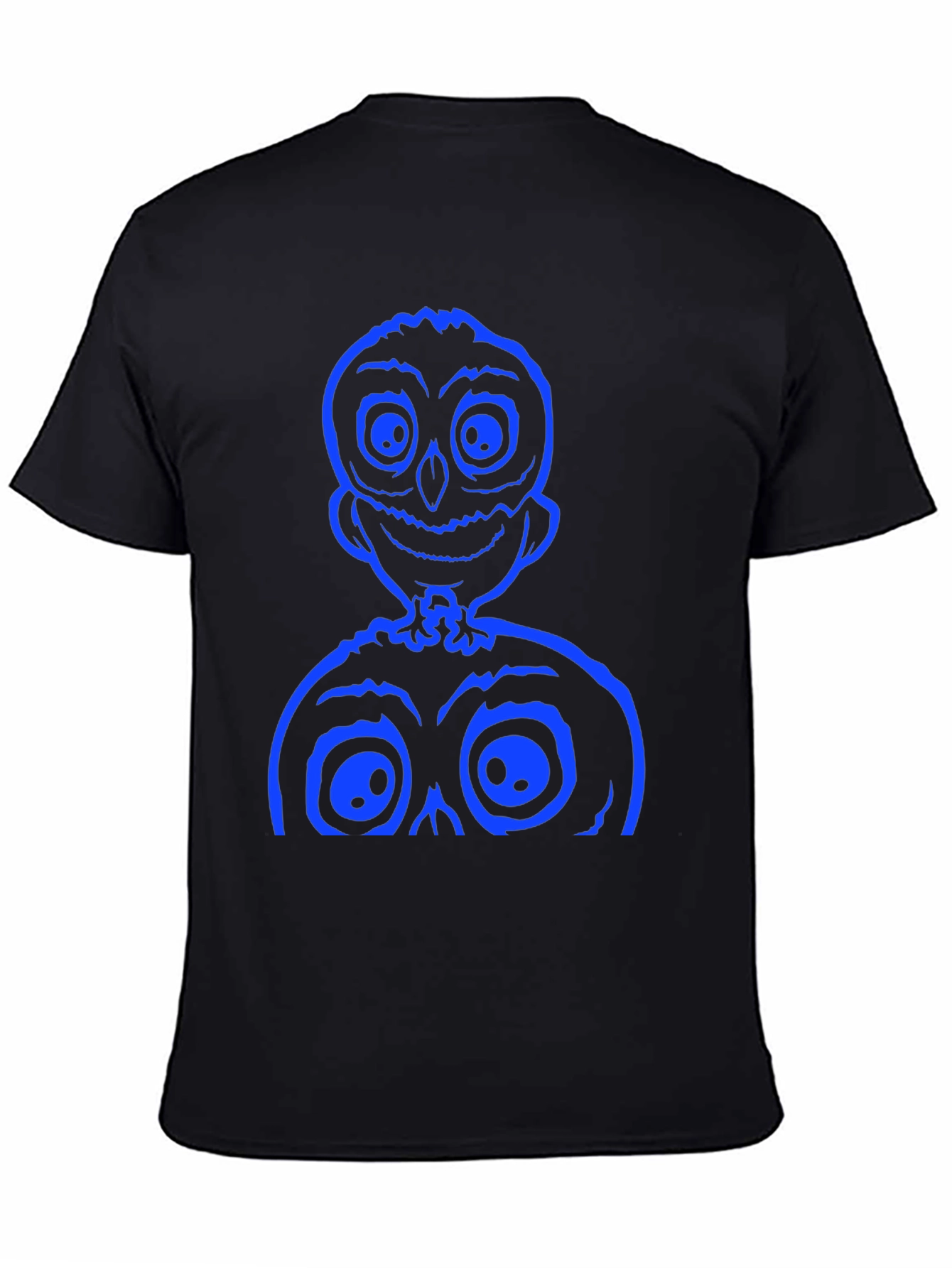 Black Spooky Cartoon Graphic Tee - Black Cotton Shirt view 4