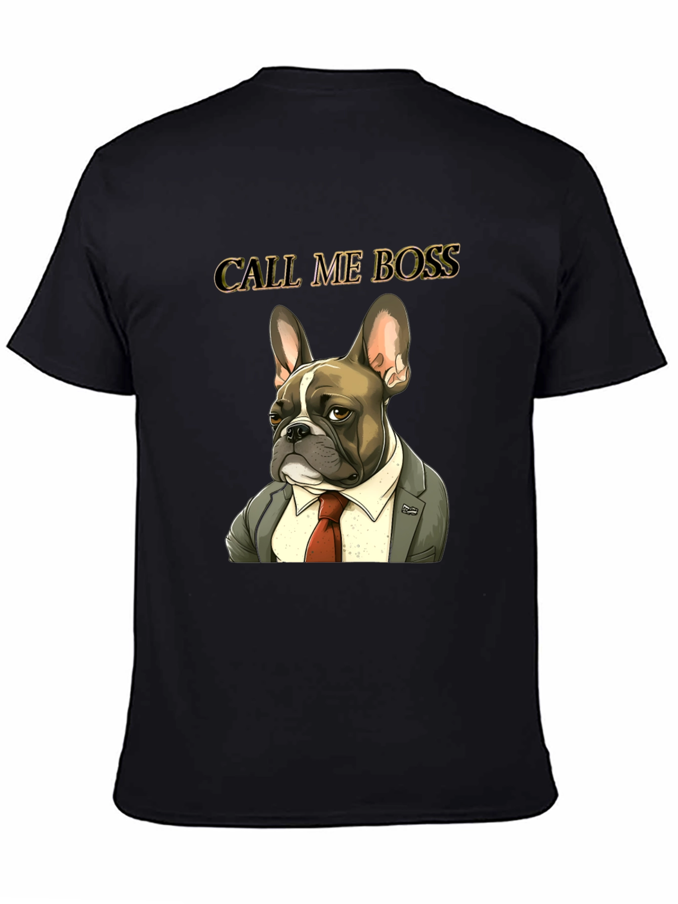 Black Call Me Boss Bulldog Graphic Tee - Black view 4
