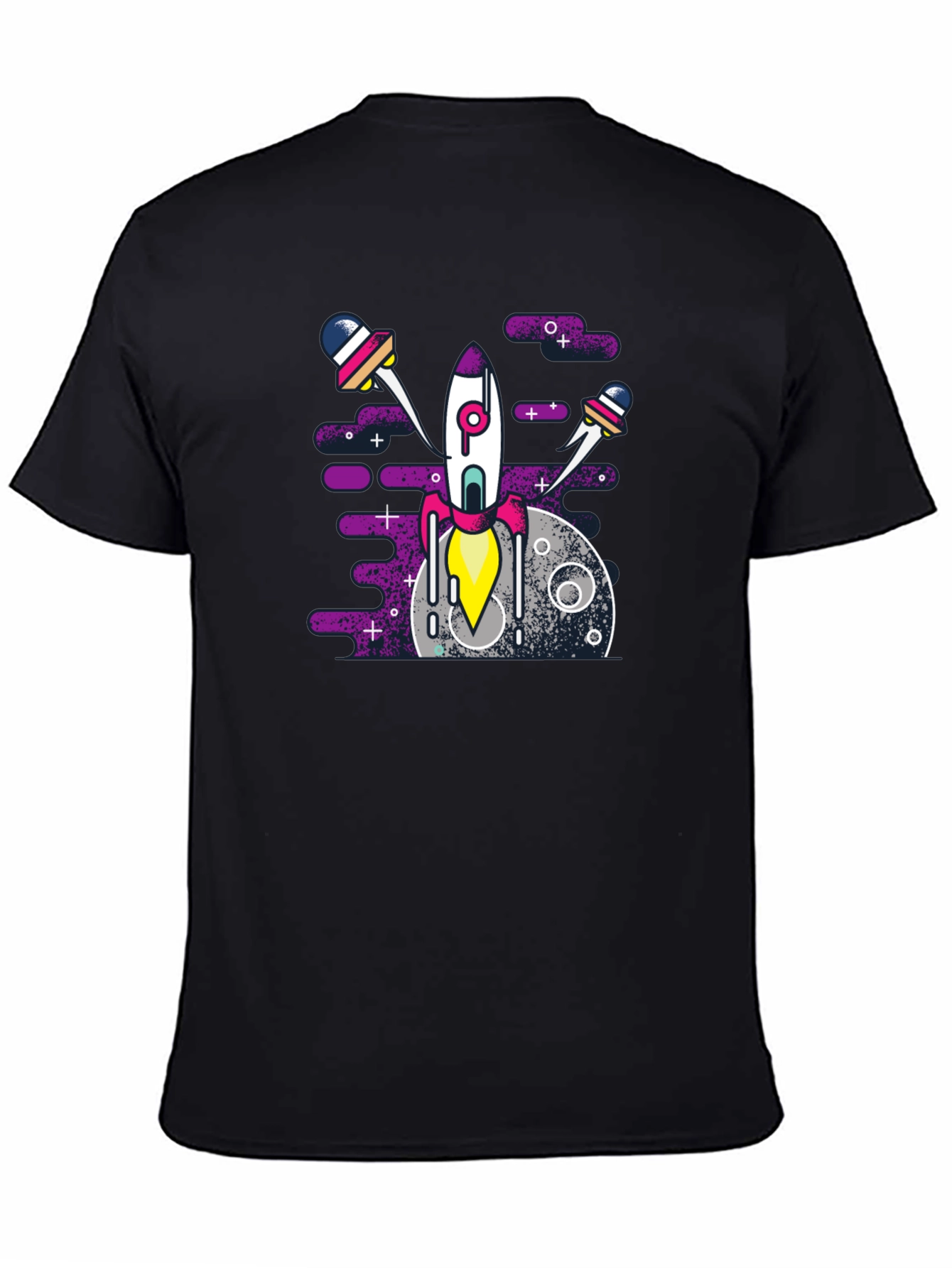 Black Rocket Launch Graphic Tee - Space Adventure Shirt view 4