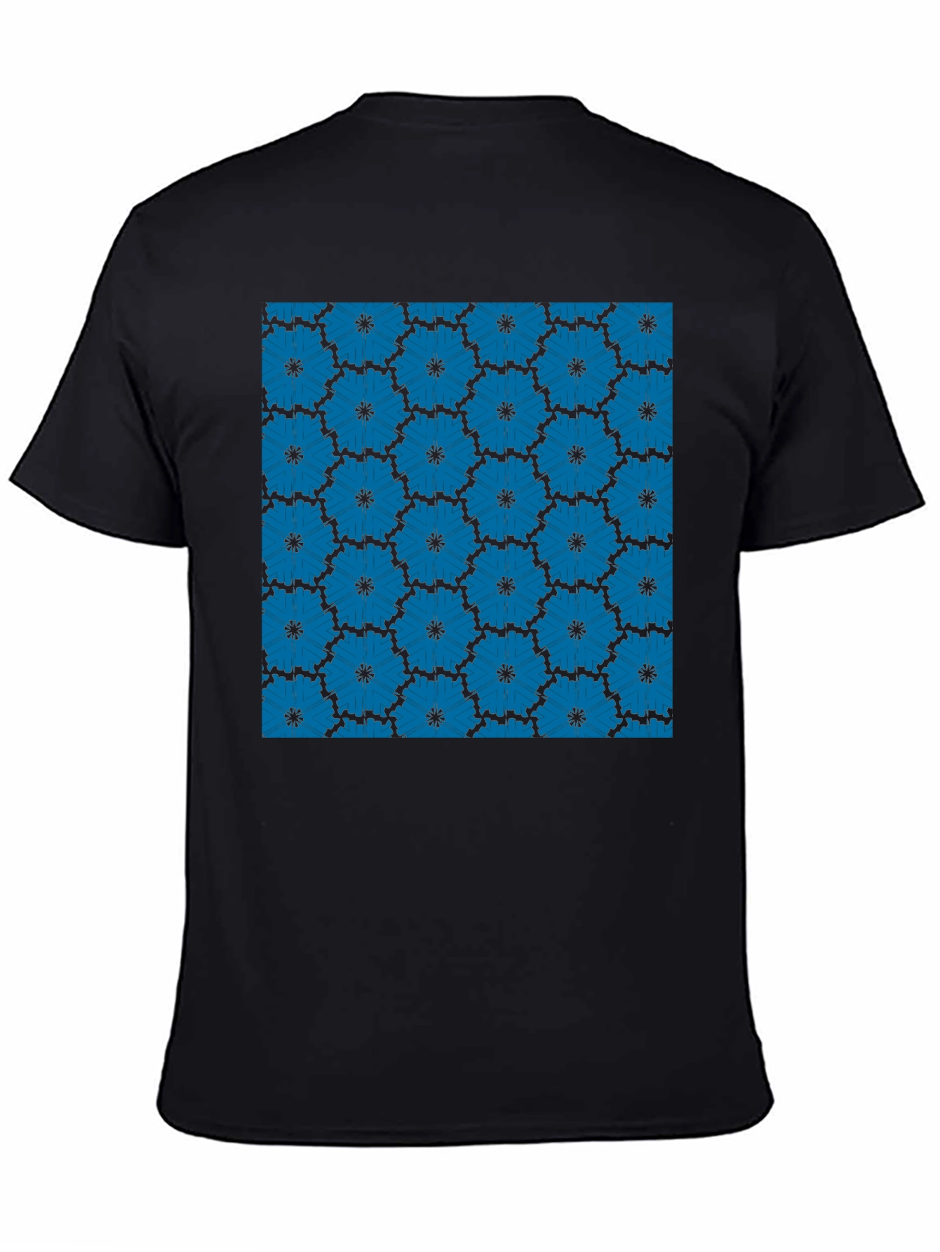 Black Geometric Patterned Black Tee Shirt view 4