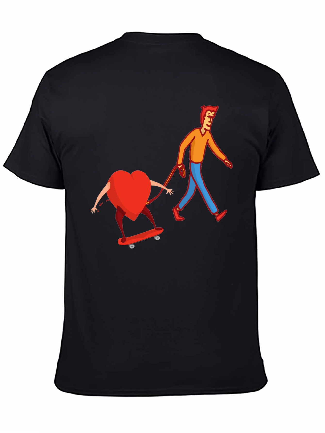 Black Heart on Skateboard Funny Graphic Tee view 4