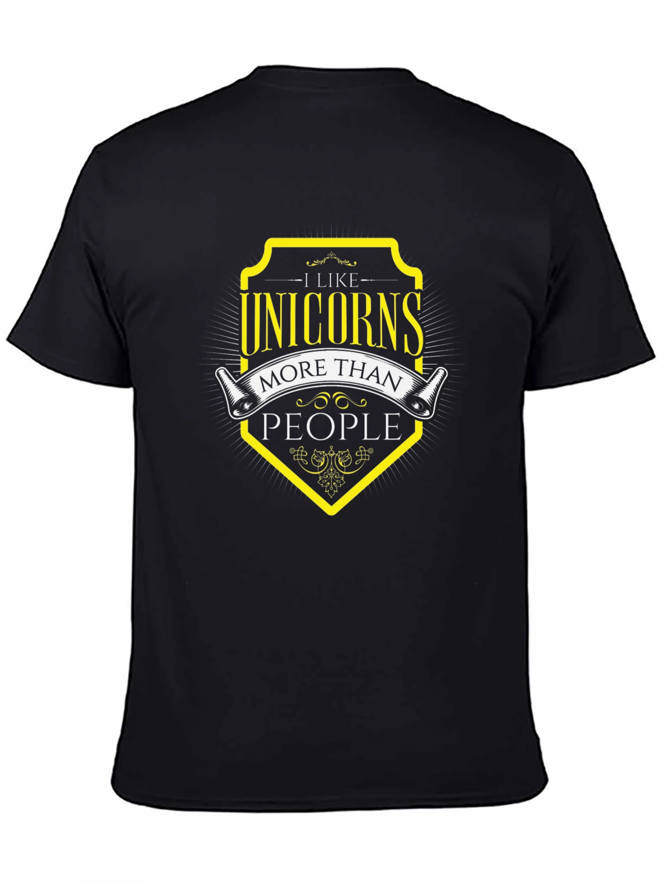 Black I Like Unicorns More Than People T-Shirt view 4
