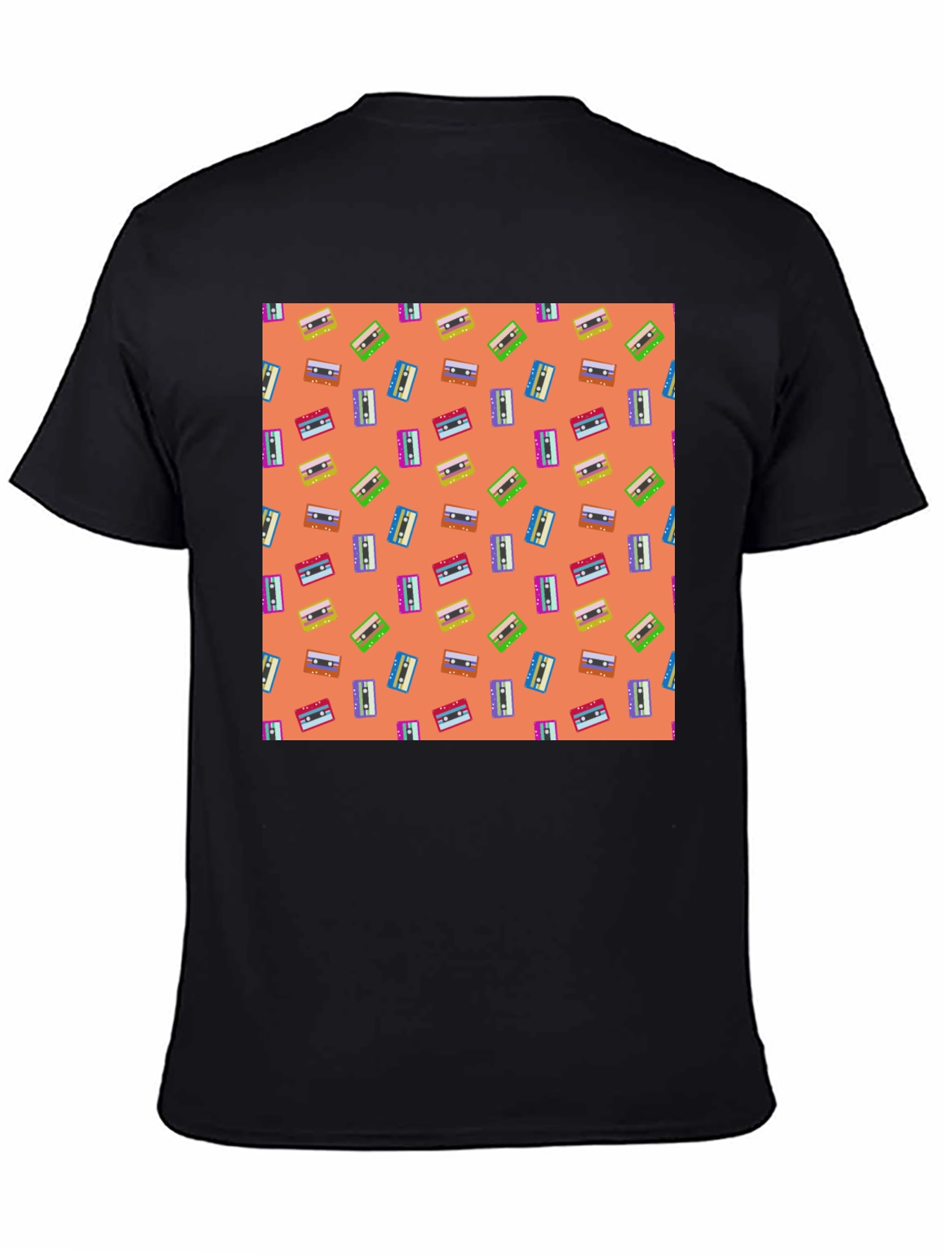 Black Retro Cassette Tape Pattern Tee - Black view 4