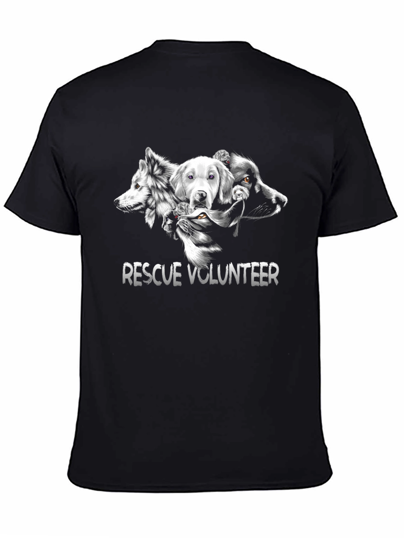 Black Rescue Volunteer Animal Lover T-Shirt view 4