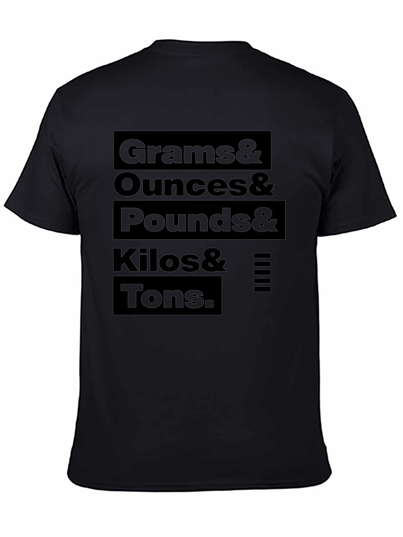 Black Grams to Tons T-Shirt - Funny Weight Conversion Tee view 4