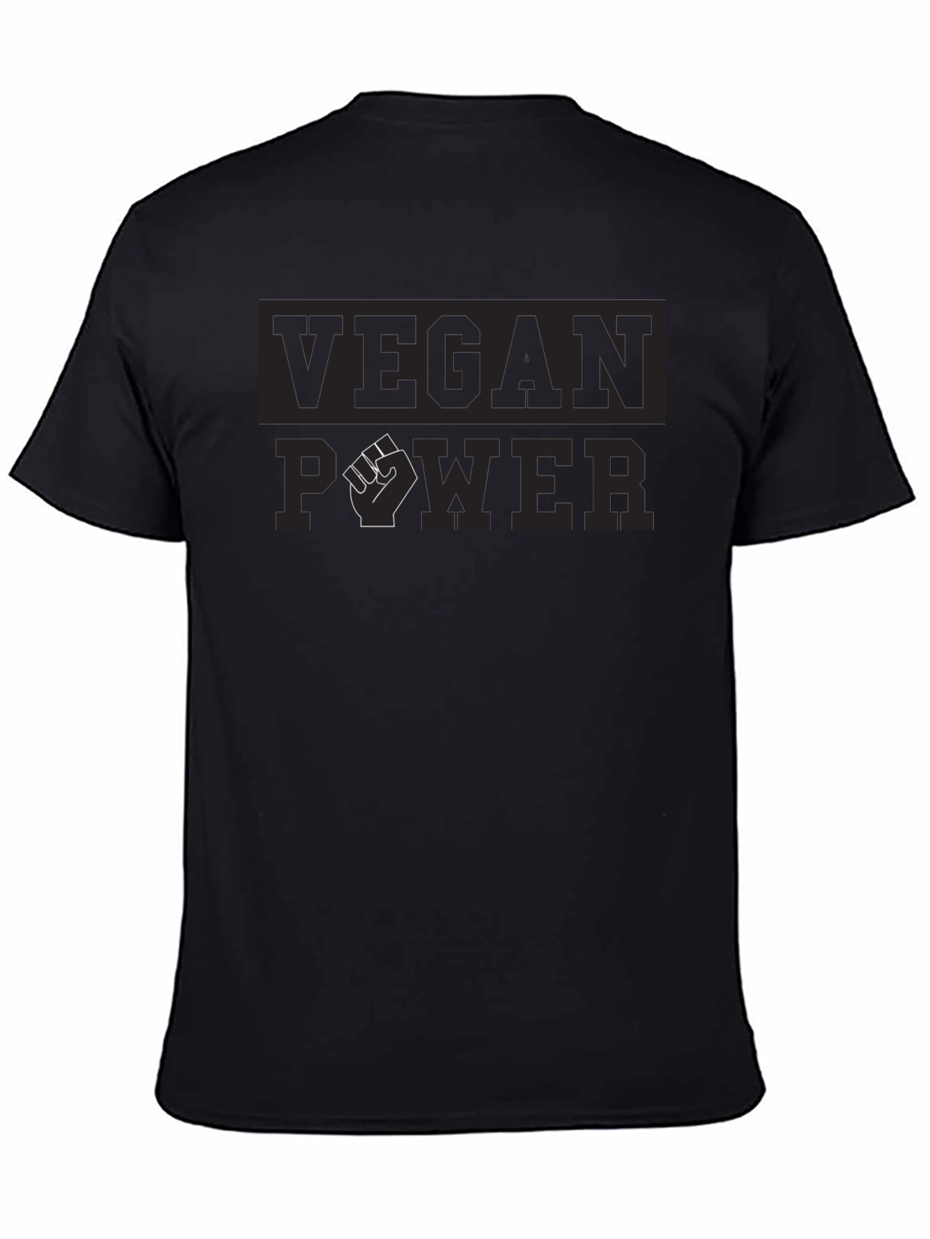 Black Vegan Power T-Shirt - Black, Graphic Tee view 4