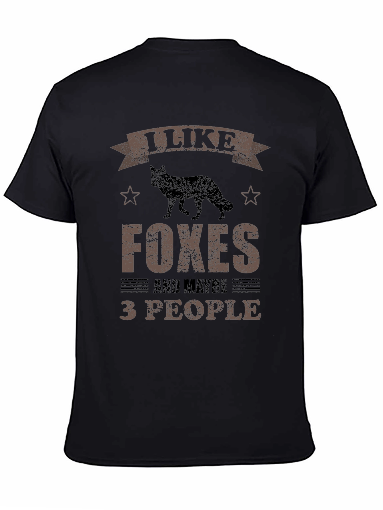 Black I Like Foxes and Maybe 3 People Funny Graphic T-Shirt view 4