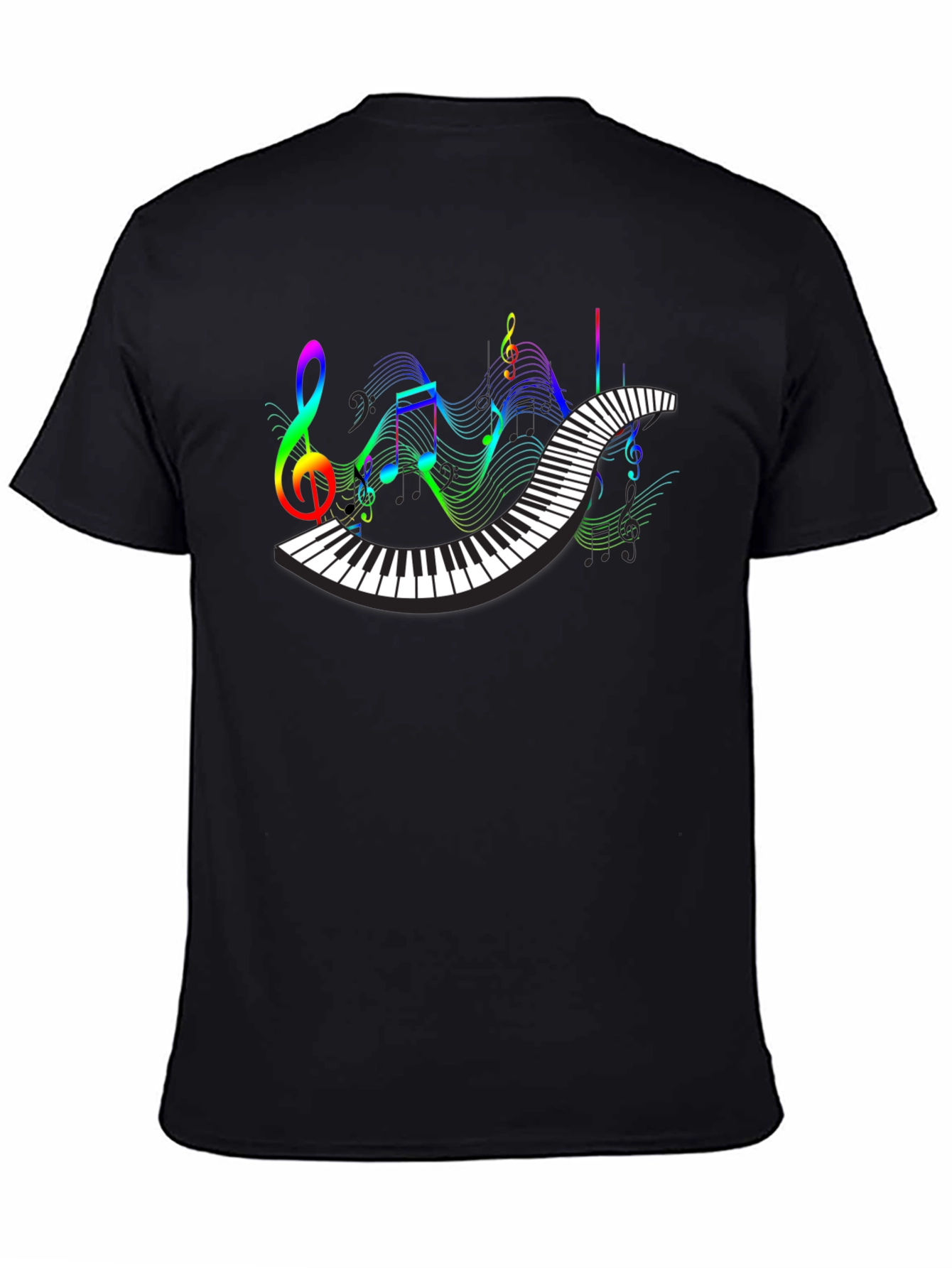 Black Music Lover's Piano Keys Graphic Tee view 4