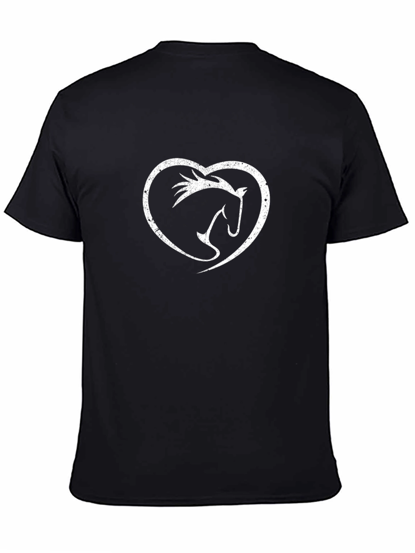 Black Horse Heart Graphic Tee - Black Unisex T-Shirt view 4