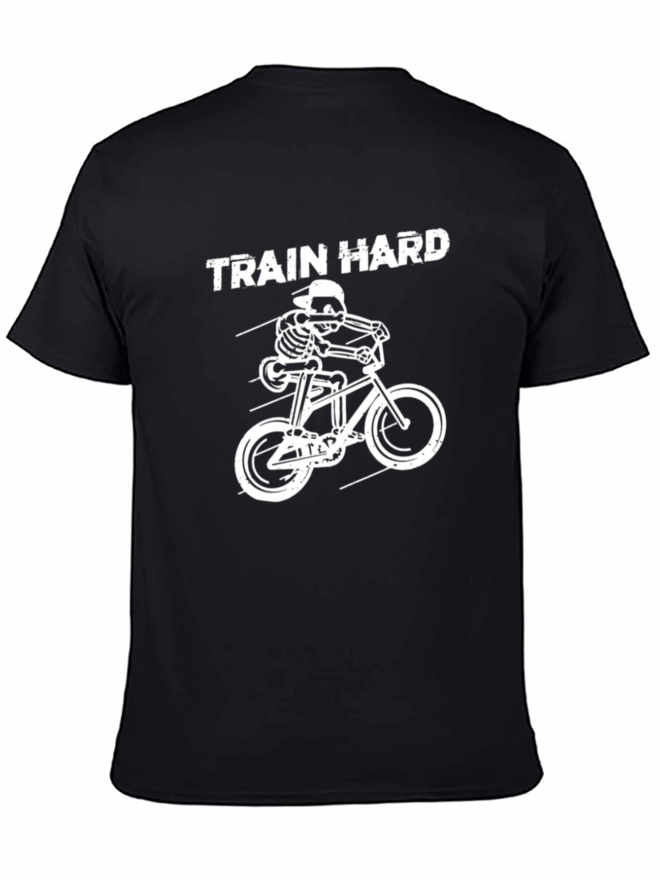 Black Train Hard Skeleton Biker Black T-Shirt view 4