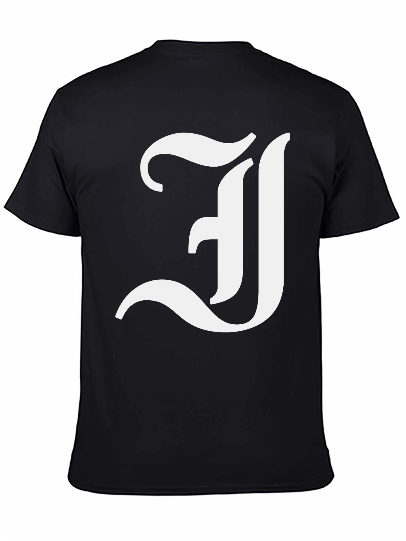 Black Letter J Graphic Tee - Black Cotton Blend Shirt view 4