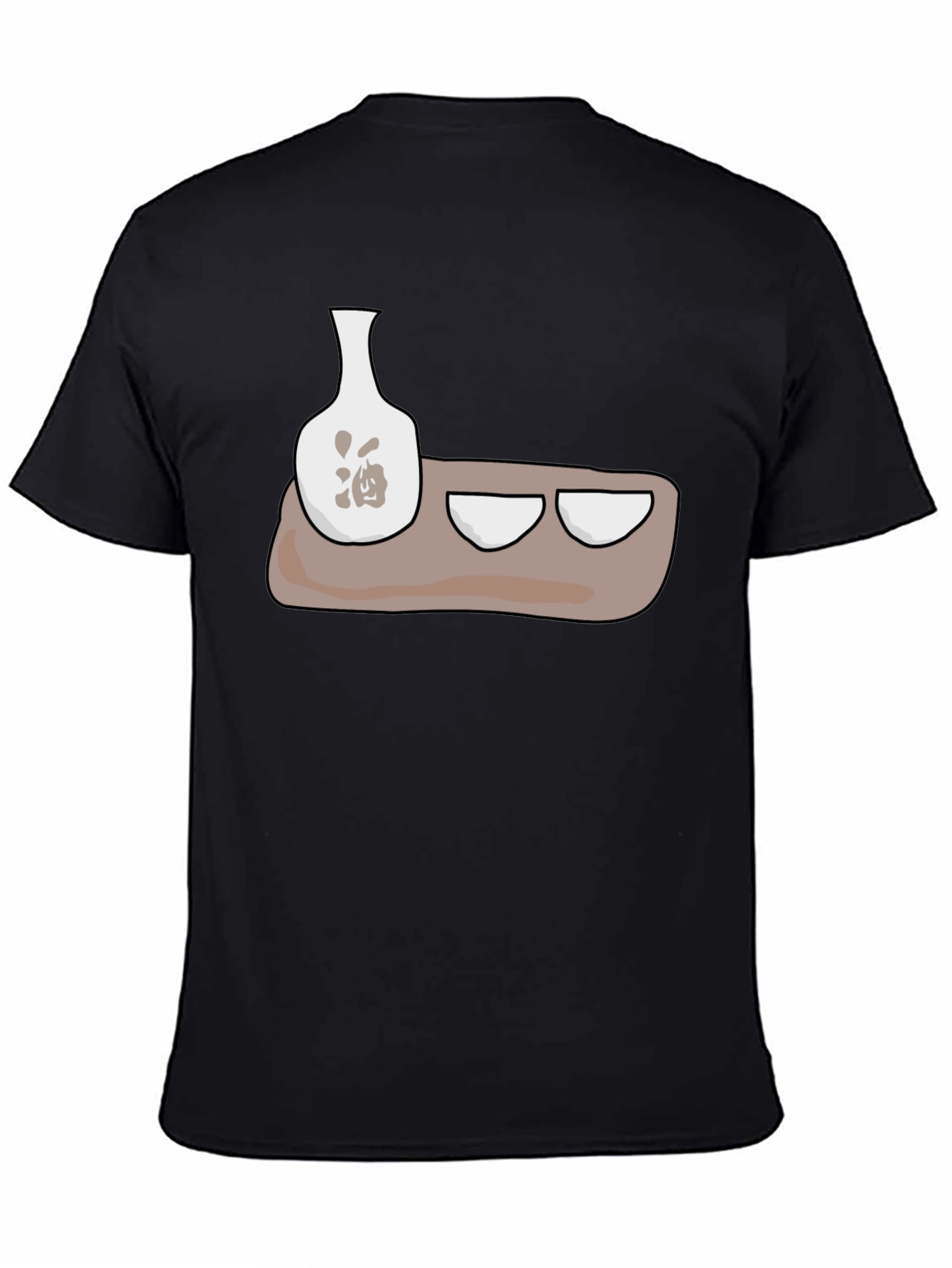 Black Sake Set Graphic T-Shirt - Black Cotton Blend view 4
